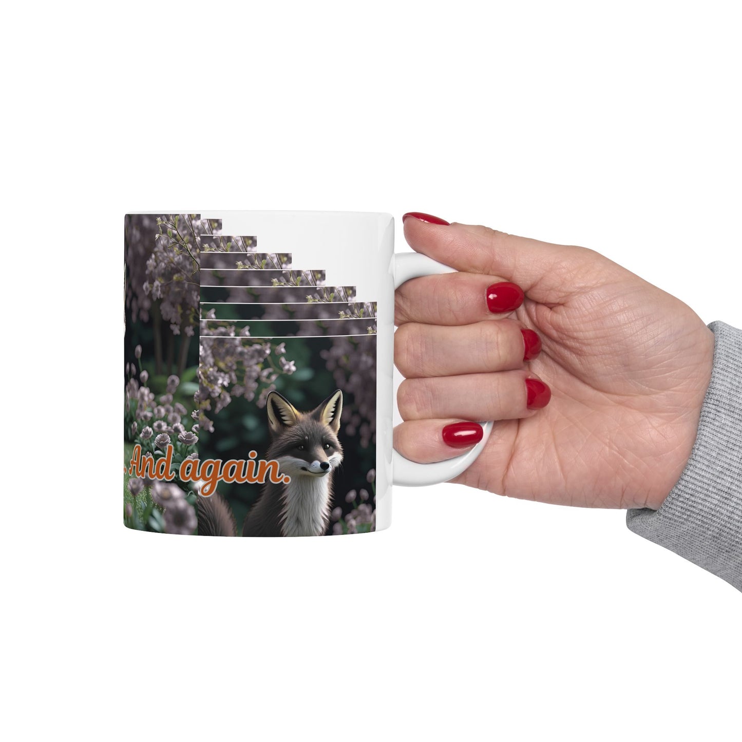 Whimsical Fox Ceramic Mug with Inspirational Quote, Cute Gift for Animal Lovers, Coffee Tea Cup, Nature Lover's Mug, Unique Home Decor