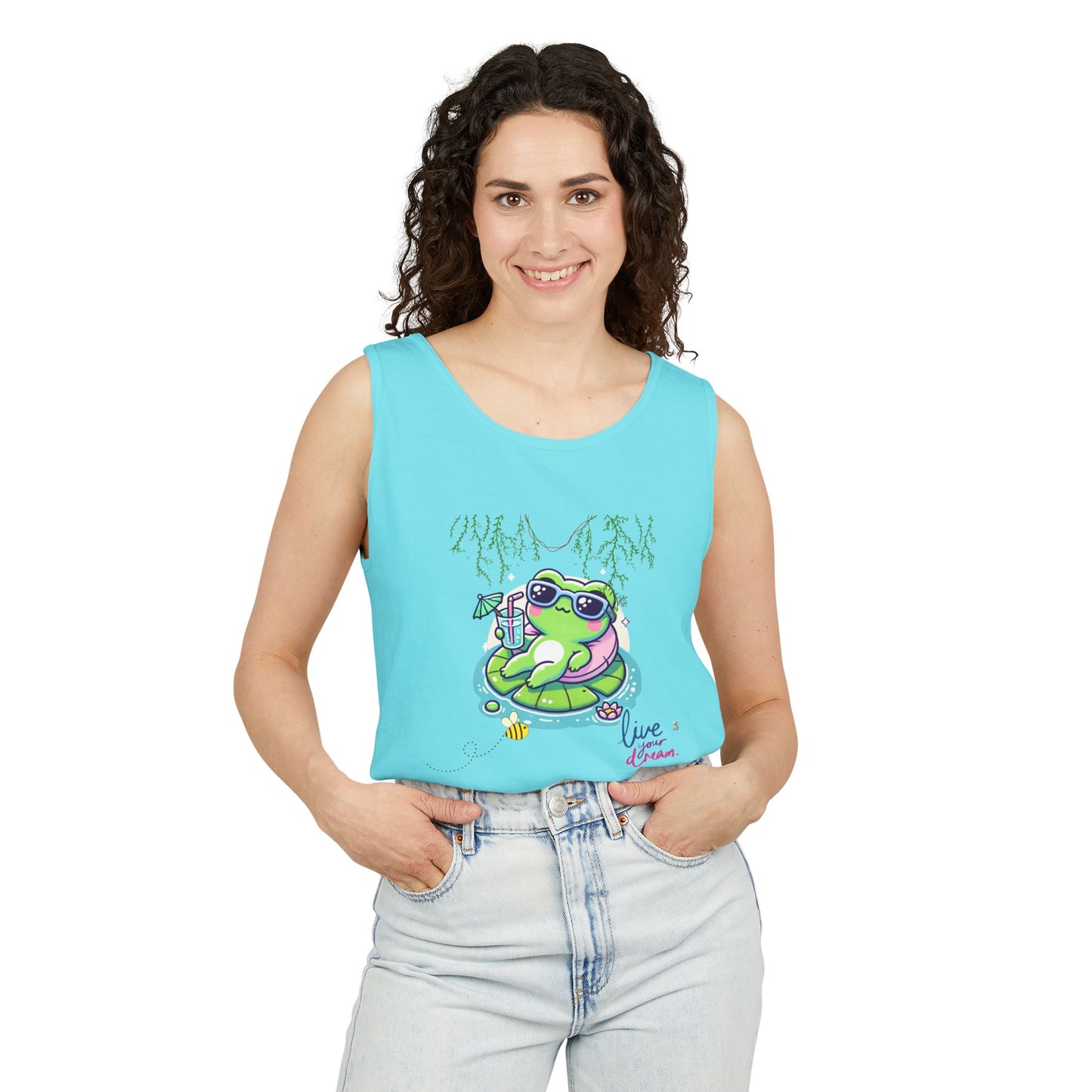Chill Vibes Frog Tank Top - Summer, Beachwear, Gift for Frog Lovers, Cute Graphic Tee, Unisex Casual Wear
