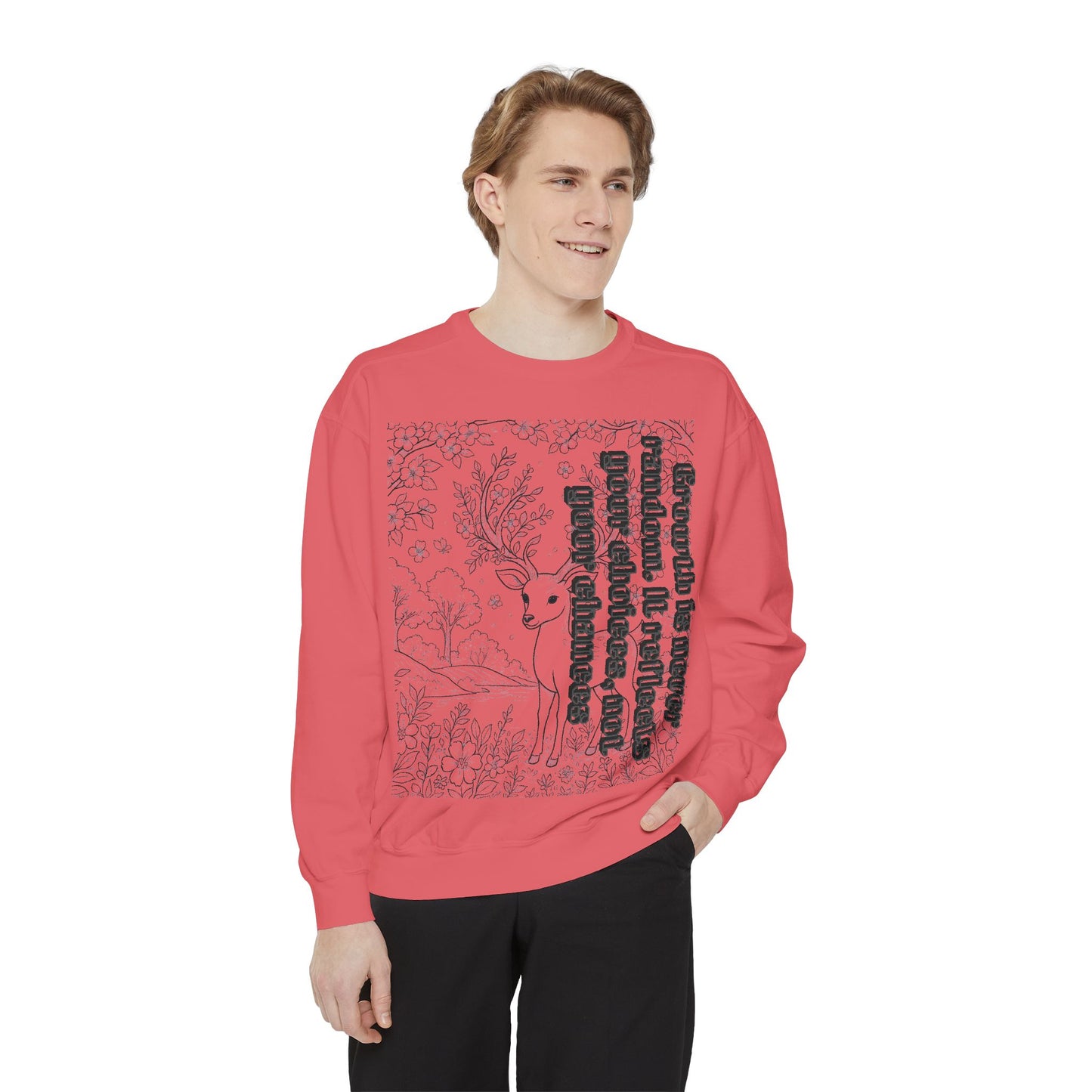 Whimsical Deer Sweatshirt | Cozy Casual Wear, Gift for Nature Lovers, Fall Fashion, Unique Artwork, Unisex Style