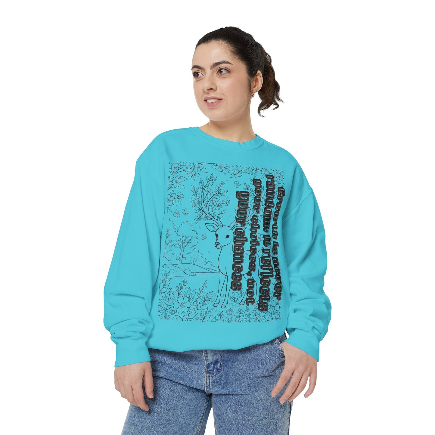 Whimsical Deer Sweatshirt | Cozy Casual Wear, Gift for Nature Lovers, Fall Fashion, Unique Artwork, Unisex Style