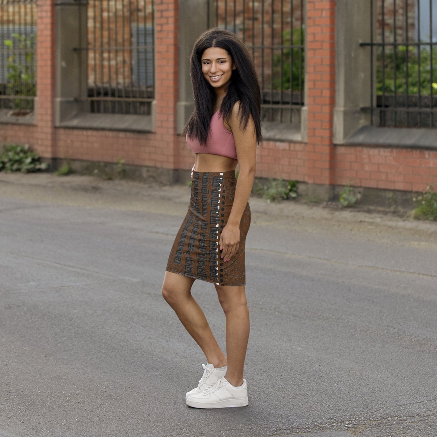 Stylish Quote-Printed Pencil Skirt, AOP Skirt, Women's Fashion Skirt, Unique Party Outfit, Casual Chic Wear