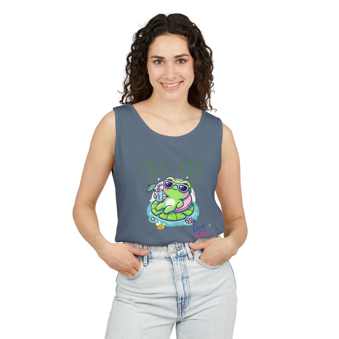 Chill Vibes Frog Tank Top - Summer, Beachwear, Gift for Frog Lovers, Cute Graphic Tee, Unisex Casual Wear