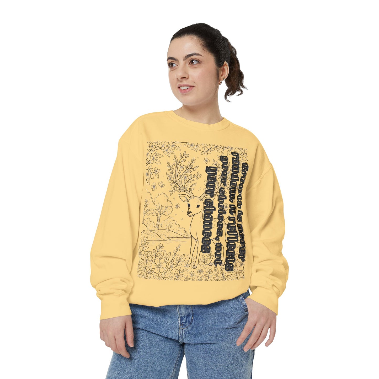 Whimsical Deer Sweatshirt | Cozy Casual Wear, Gift for Nature Lovers, Fall Fashion, Unique Artwork, Unisex Style