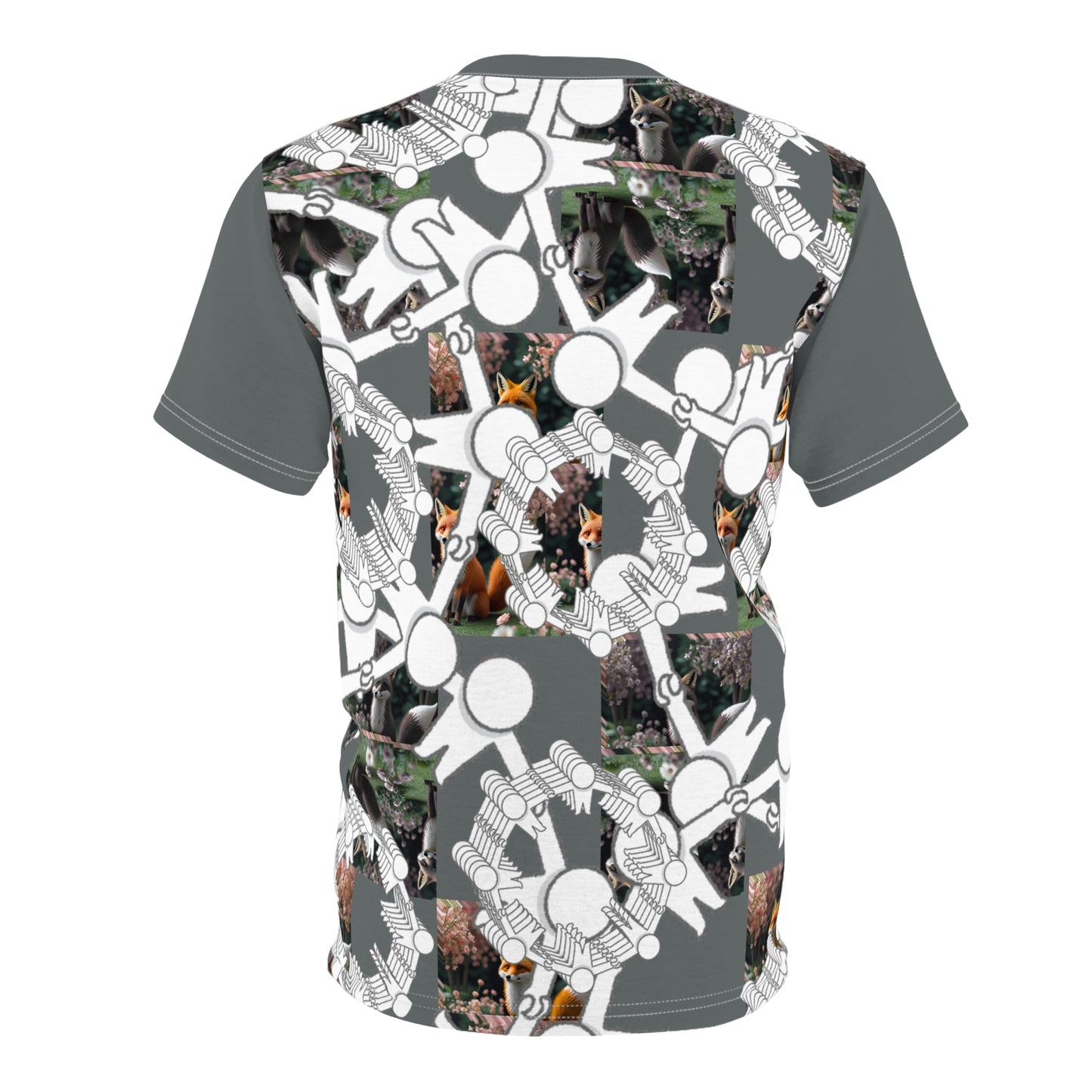 Whimsical Fox Pattern Tee, Unisex Graphic Shirt for Nature Lovers, Fun Gift for Birthdays, Casual Summer Wear, Eco-Friendly Style