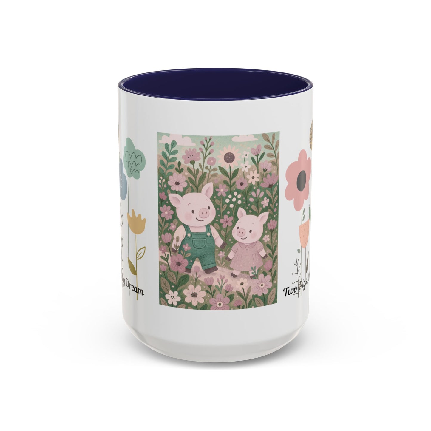 Charming Piggy Coffee Mug, Cute Animal Tea Cup, Floral Design Drinkware, Gift for Animal Lovers, Kitchen Decor, Unique Birthday Gift