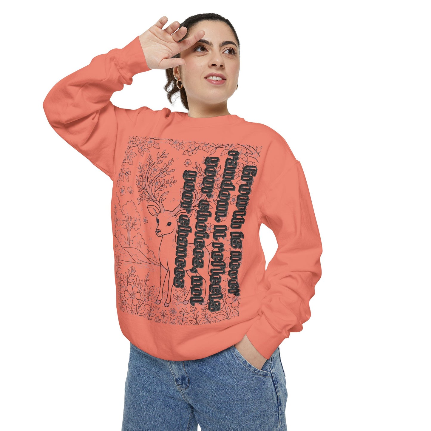 Whimsical Deer Sweatshirt | Cozy Casual Wear, Gift for Nature Lovers, Fall Fashion, Unique Artwork, Unisex Style