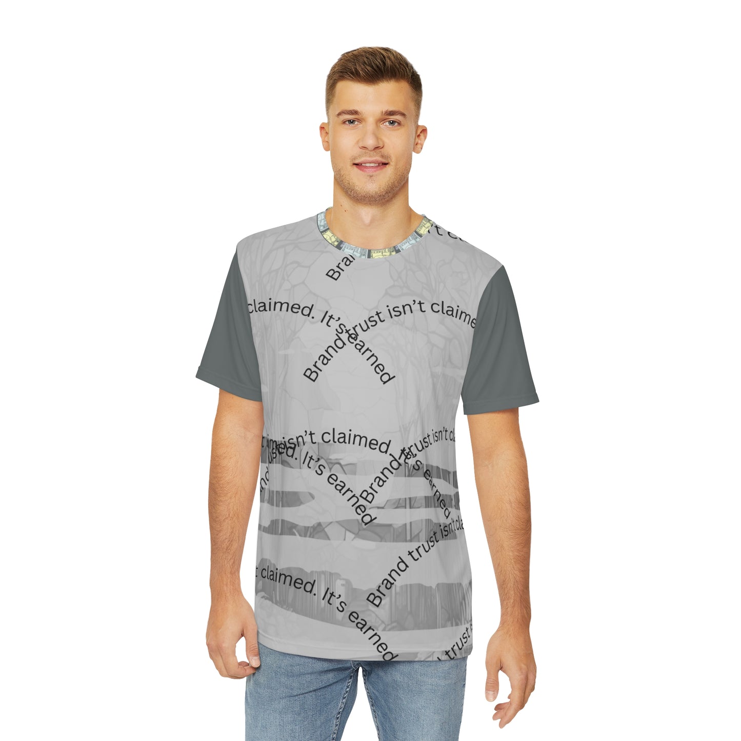 Stylish AOP Men's Polyester Tee with Inspirational Quote: Perfect for Casual Outings, Themed Parties, Gifts, & More