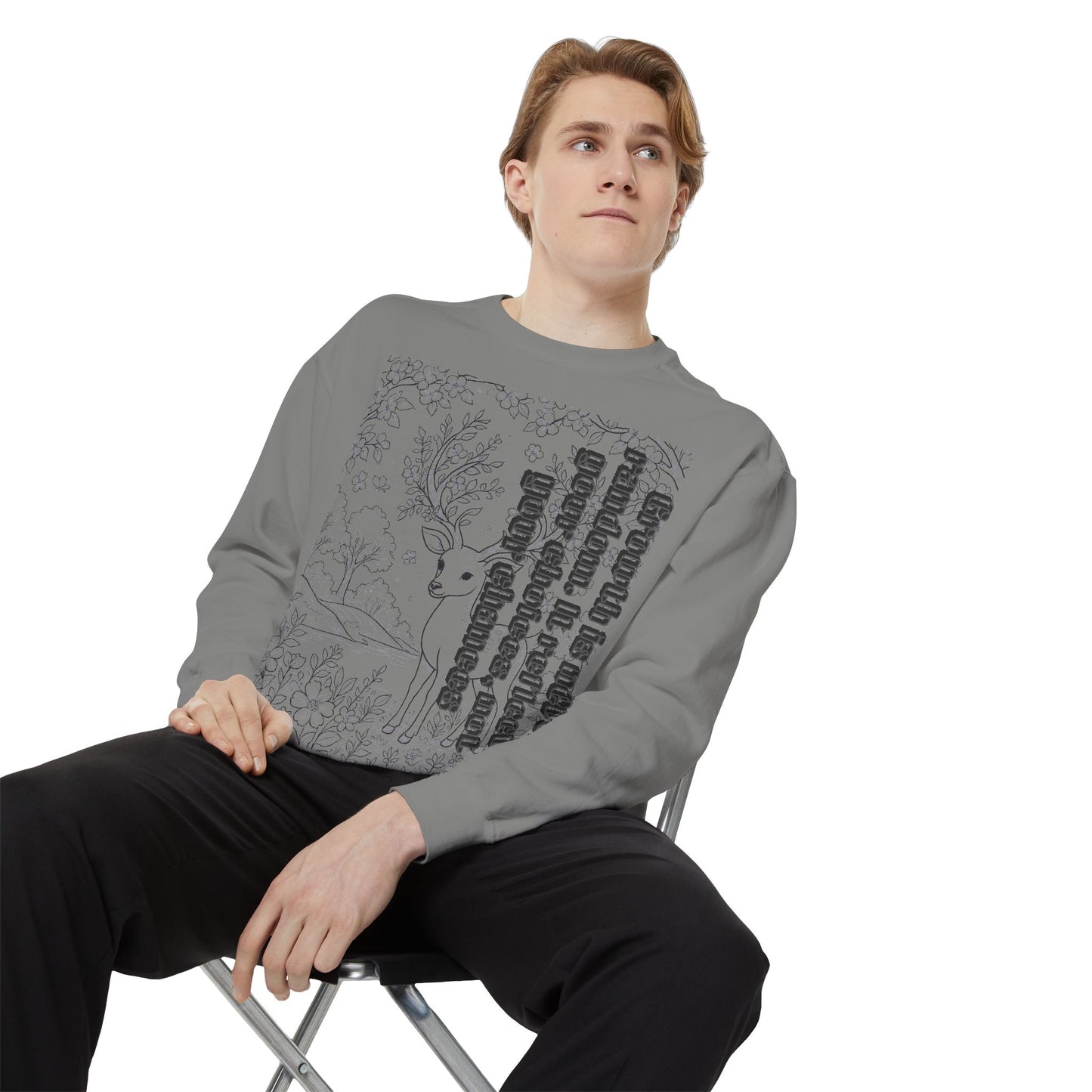 Whimsical Deer Sweatshirt | Cozy Casual Wear, Gift for Nature Lovers, Fall Fashion, Unique Artwork, Unisex Style