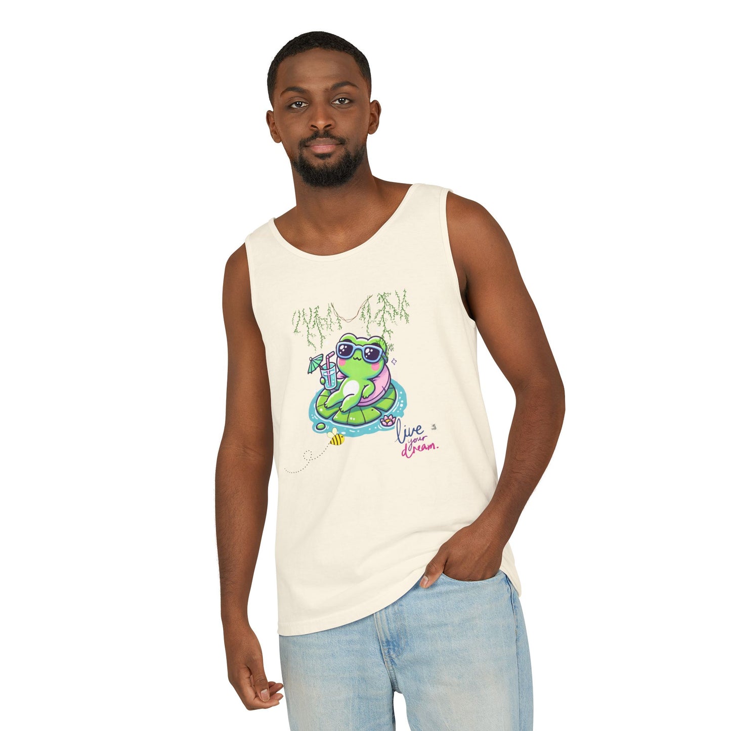 Chill Vibes Frog Tank Top - Summer, Beachwear, Gift for Frog Lovers, Cute Graphic Tee, Unisex Casual Wear