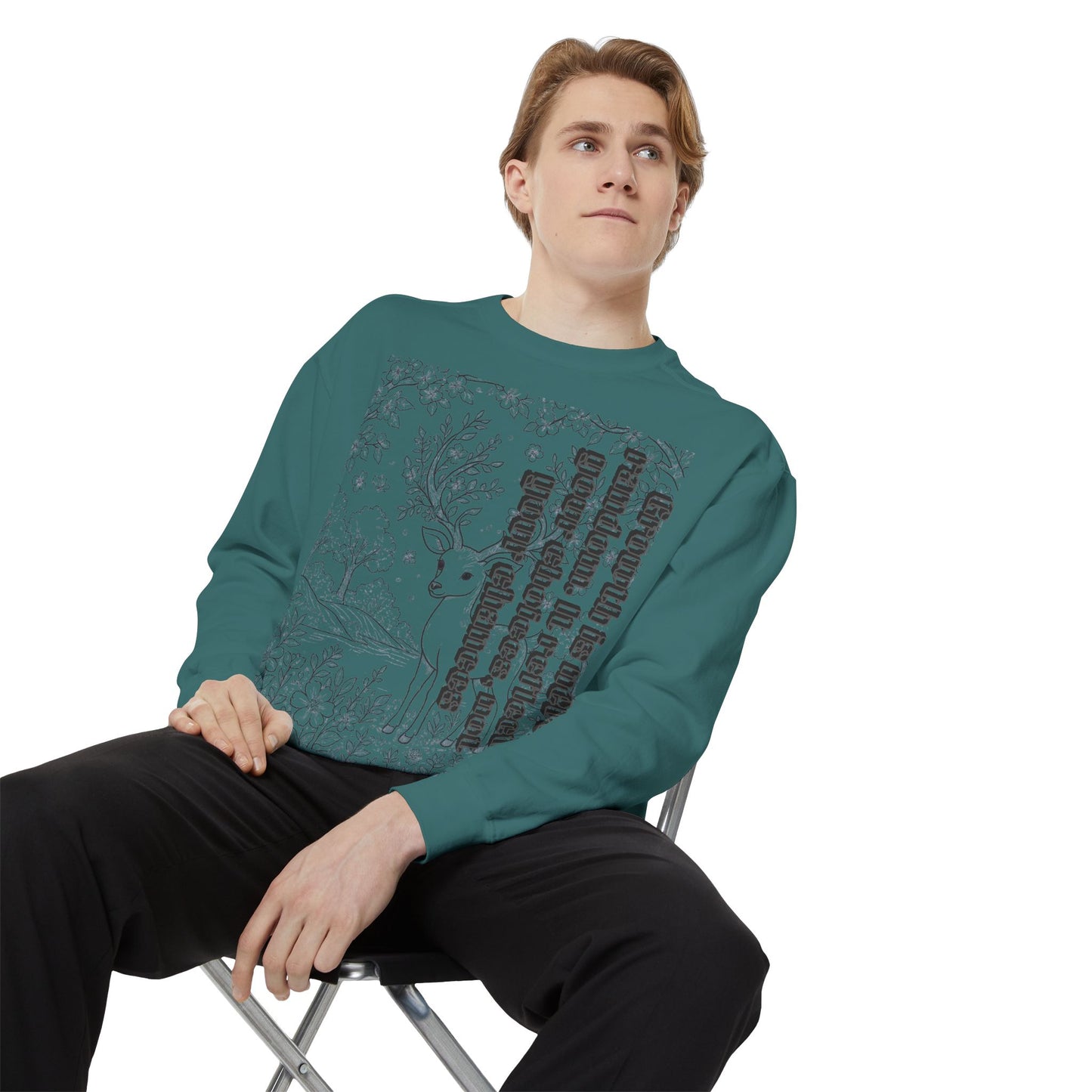 Whimsical Deer Sweatshirt | Cozy Casual Wear, Gift for Nature Lovers, Fall Fashion, Unique Artwork, Unisex Style