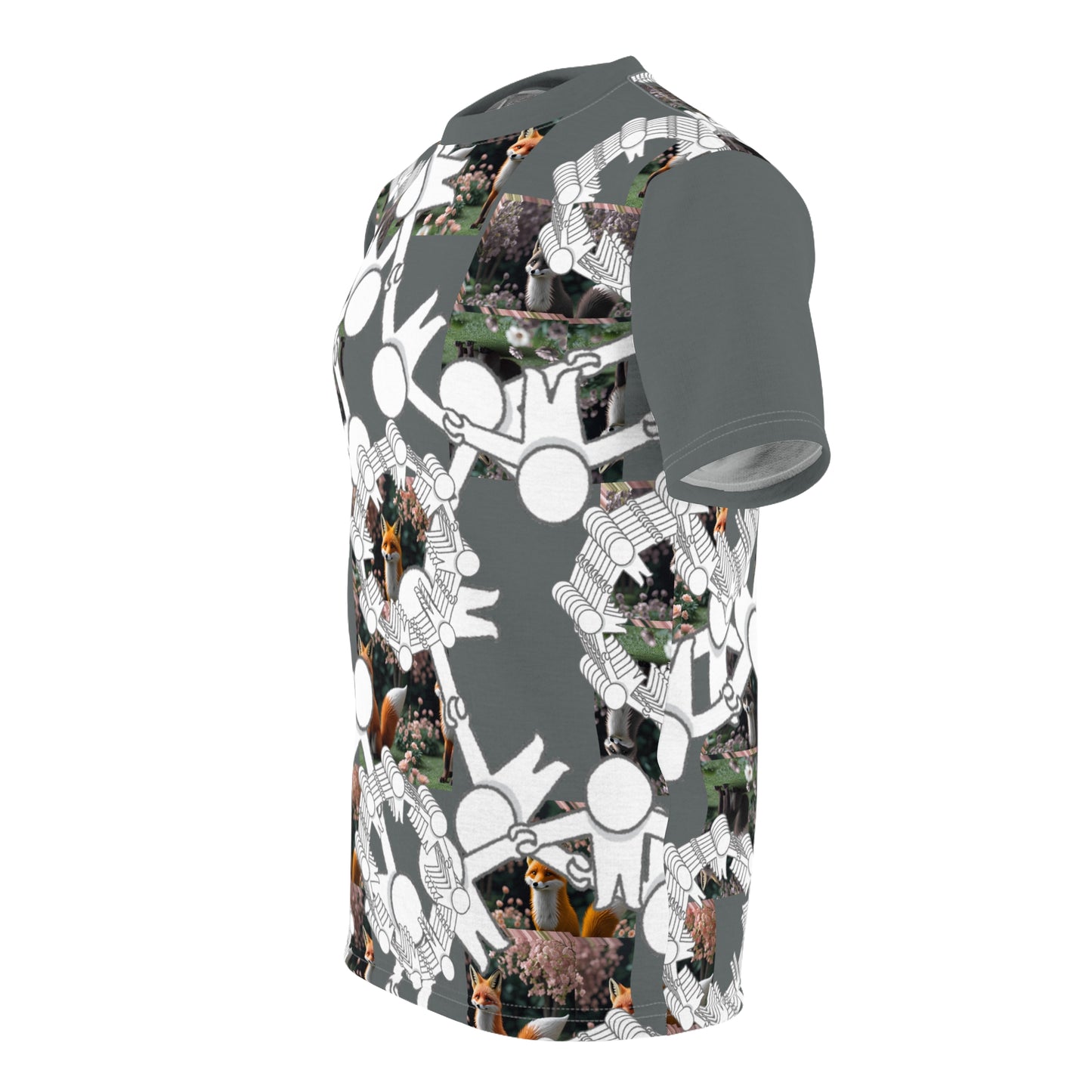 Whimsical Fox Pattern Tee, Unisex Graphic Shirt for Nature Lovers, Fun Gift for Birthdays, Casual Summer Wear, Eco-Friendly Style