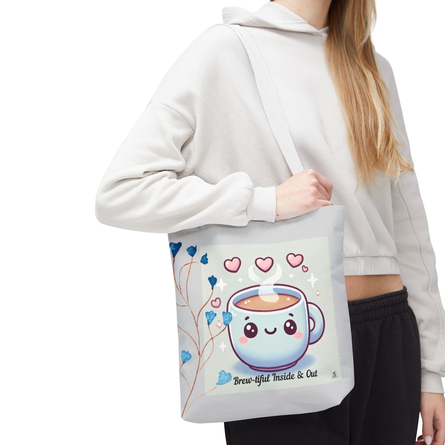 Cute Coffee Tote Bag, AOP Coffee Lover's Gift, Eco-Friendly Shopping Bag, Adorable Canvas Tote for Everyday Use, Heartfelt Design