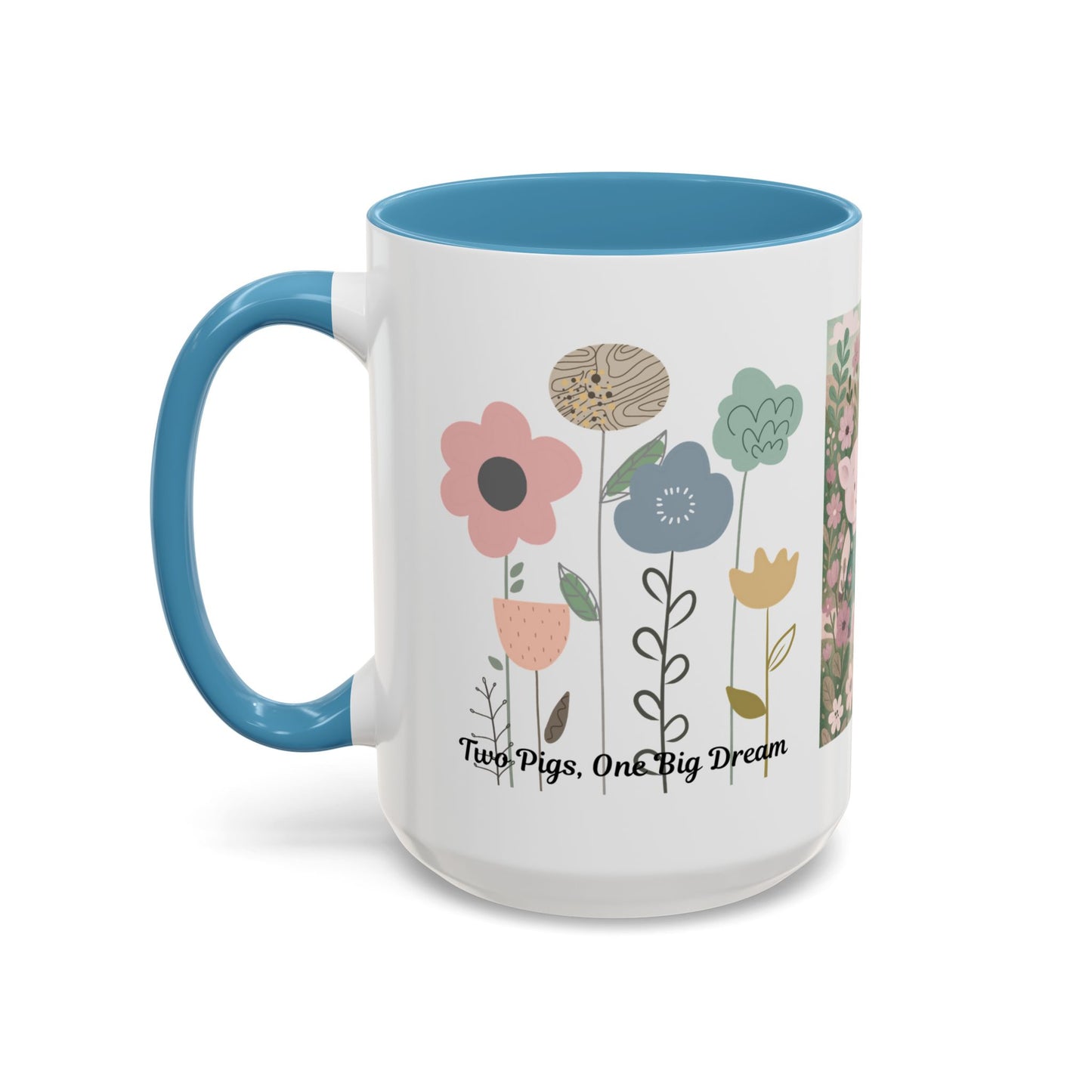Charming Piggy Coffee Mug, Cute Animal Tea Cup, Floral Design Drinkware, Gift for Animal Lovers, Kitchen Decor, Unique Birthday Gift