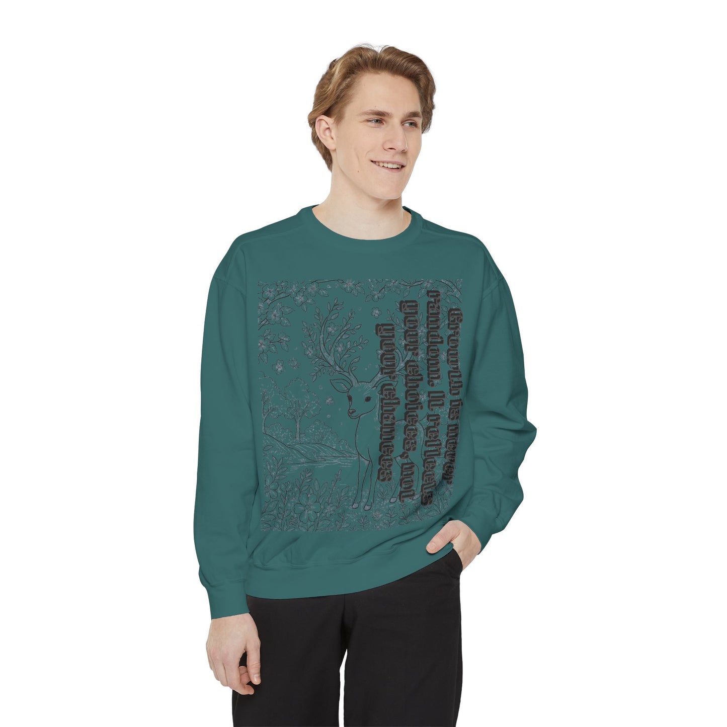Whimsical Deer Sweatshirt | Cozy Casual Wear, Gift for Nature Lovers, Fall Fashion, Unique Artwork, Unisex Style