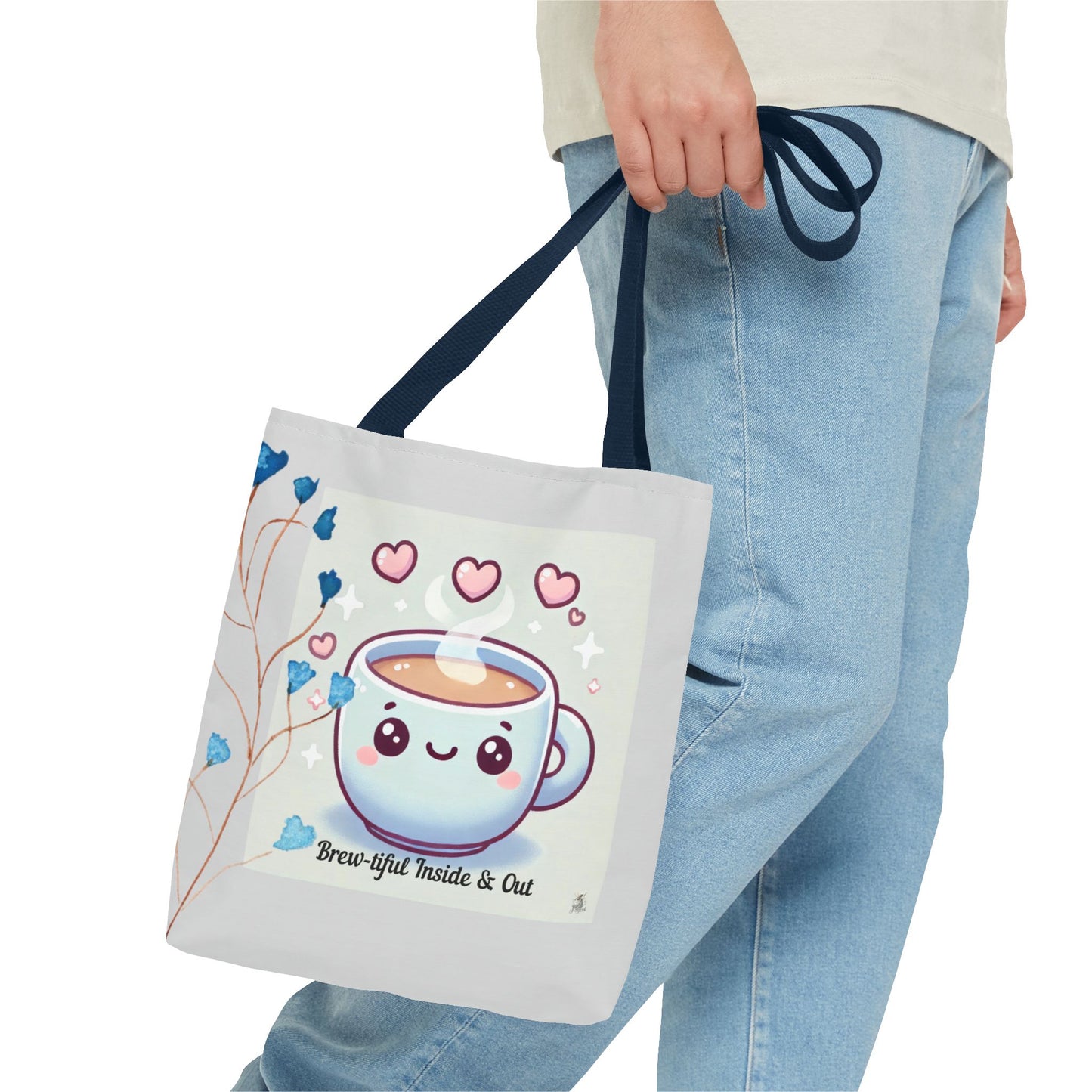 Cute Coffee Tote Bag, AOP Coffee Lover's Gift, Eco-Friendly Shopping Bag, Adorable Canvas Tote for Everyday Use, Heartfelt Design