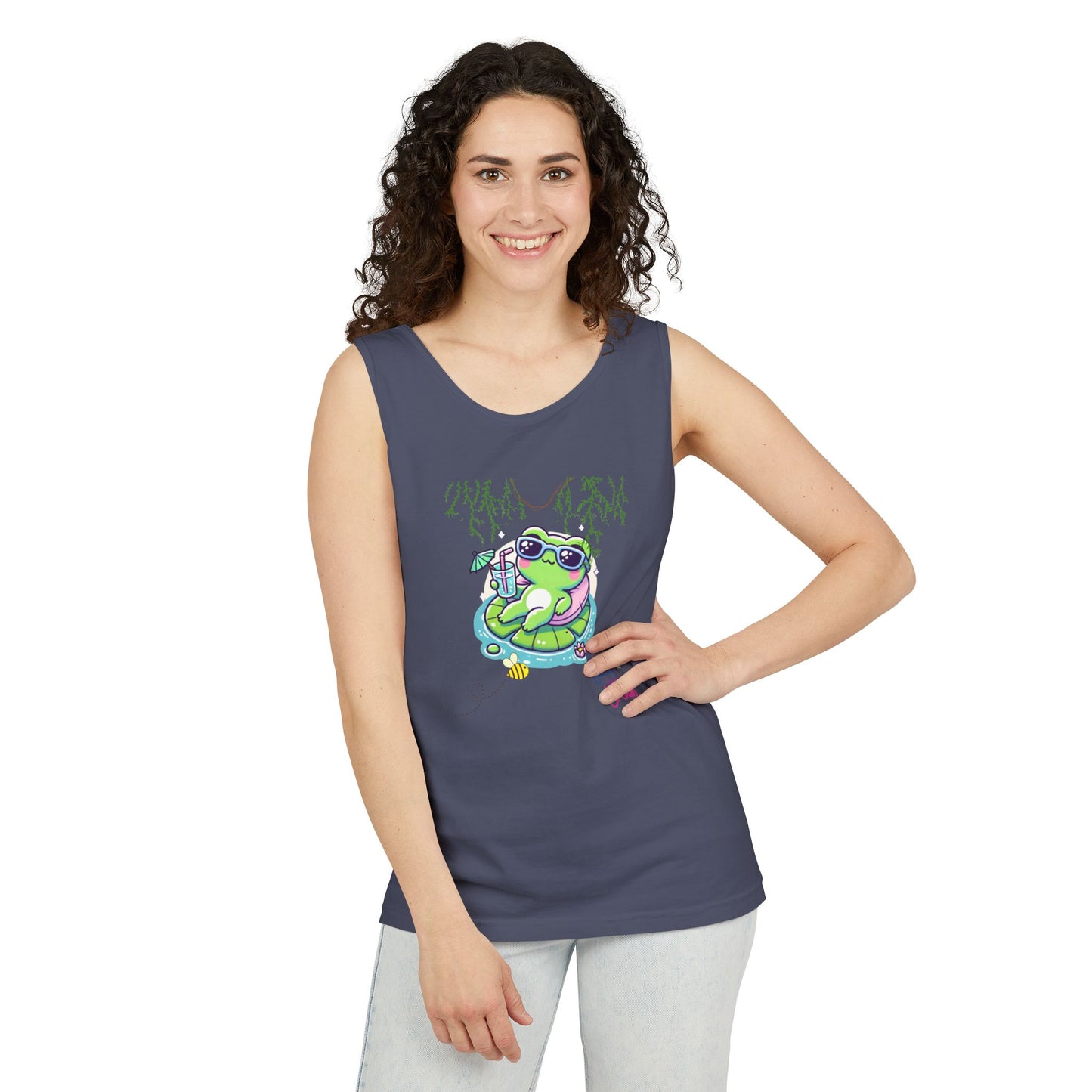 Chill Vibes Frog Tank Top - Summer, Beachwear, Gift for Frog Lovers, Cute Graphic Tee, Unisex Casual Wear
