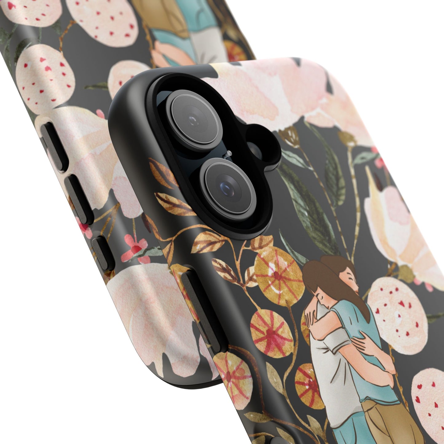 Cute Phone Case for Couples, Floral Design, Love Theme, Gift for Her, Trendy Smartphone Accessory