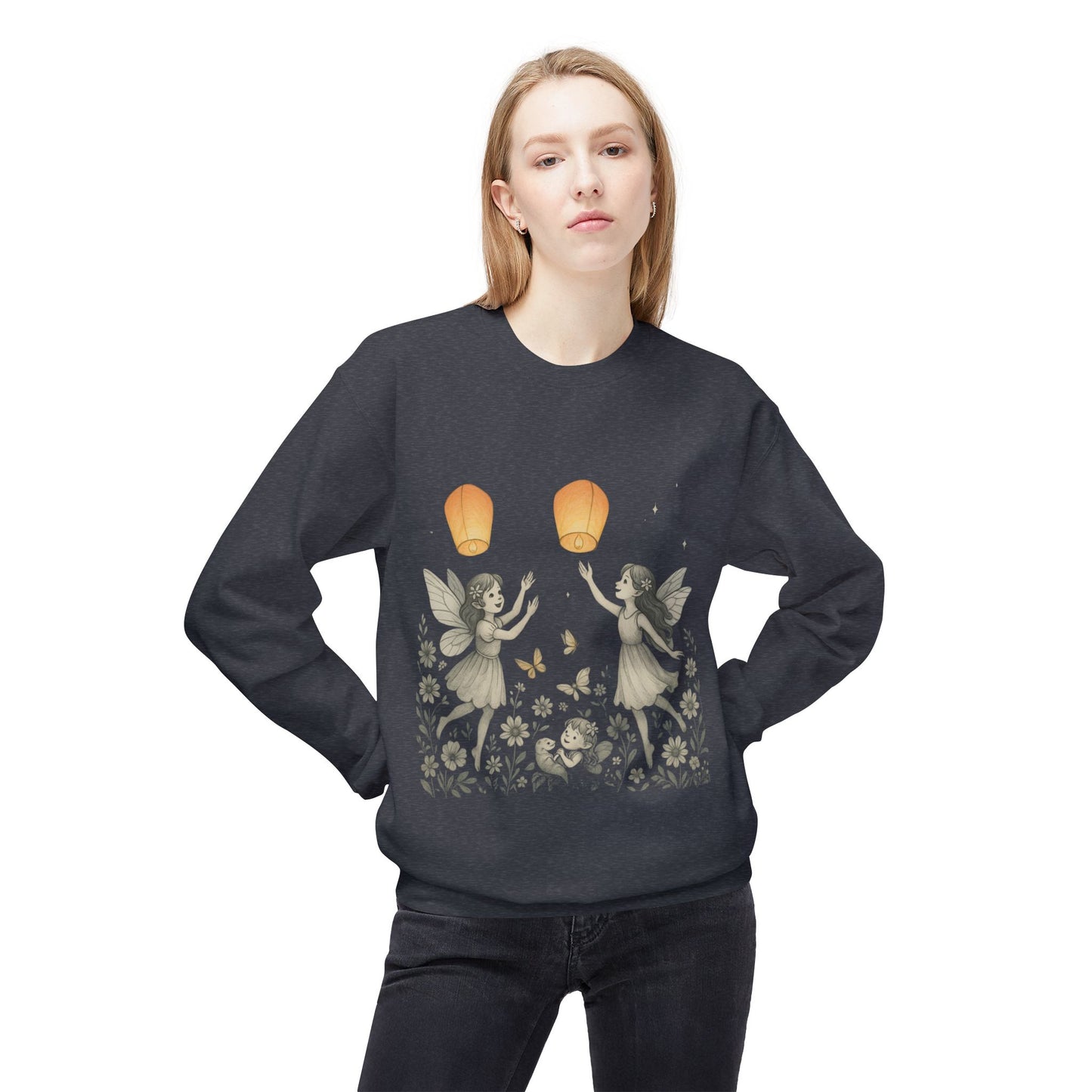 Fairy Dreams Crewneck Sweatshirt, Cozy Fleece Sweatshirt, Unisex Pullover, Fantasy Sweatshirt, Magical Gift, Boho Style