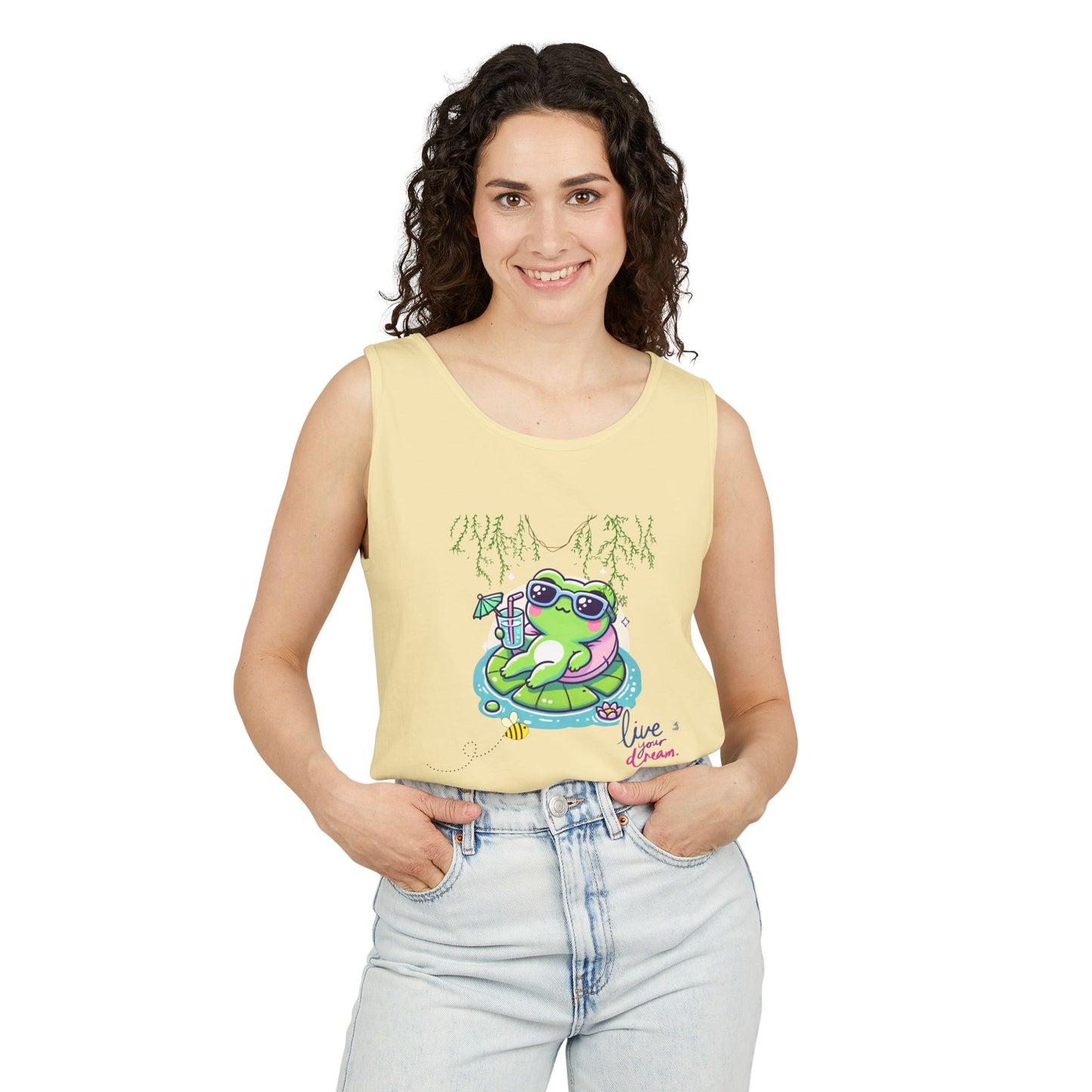 Chill Vibes Frog Tank Top - Summer, Beachwear, Gift for Frog Lovers, Cute Graphic Tee, Unisex Casual Wear