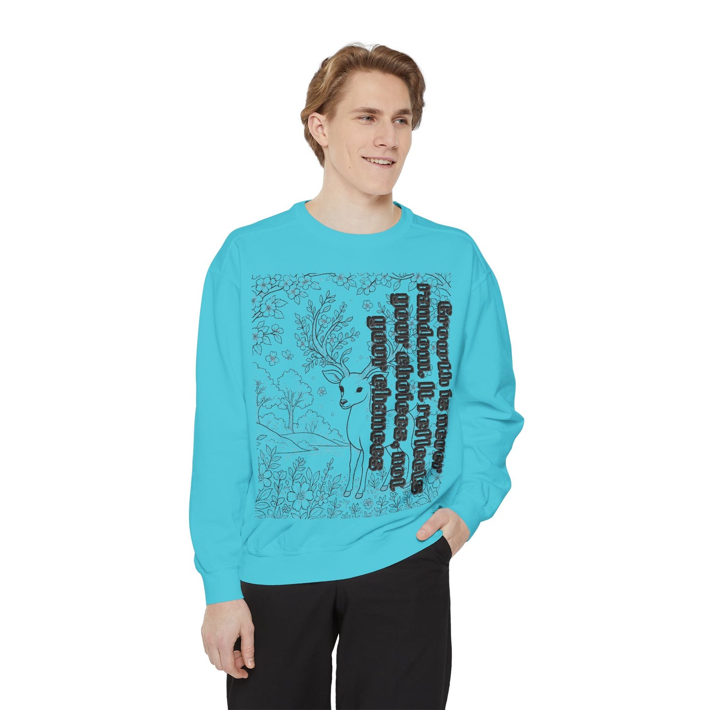 Whimsical Deer Sweatshirt | Cozy Casual Wear, Gift for Nature Lovers, Fall Fashion, Unique Artwork, Unisex Style