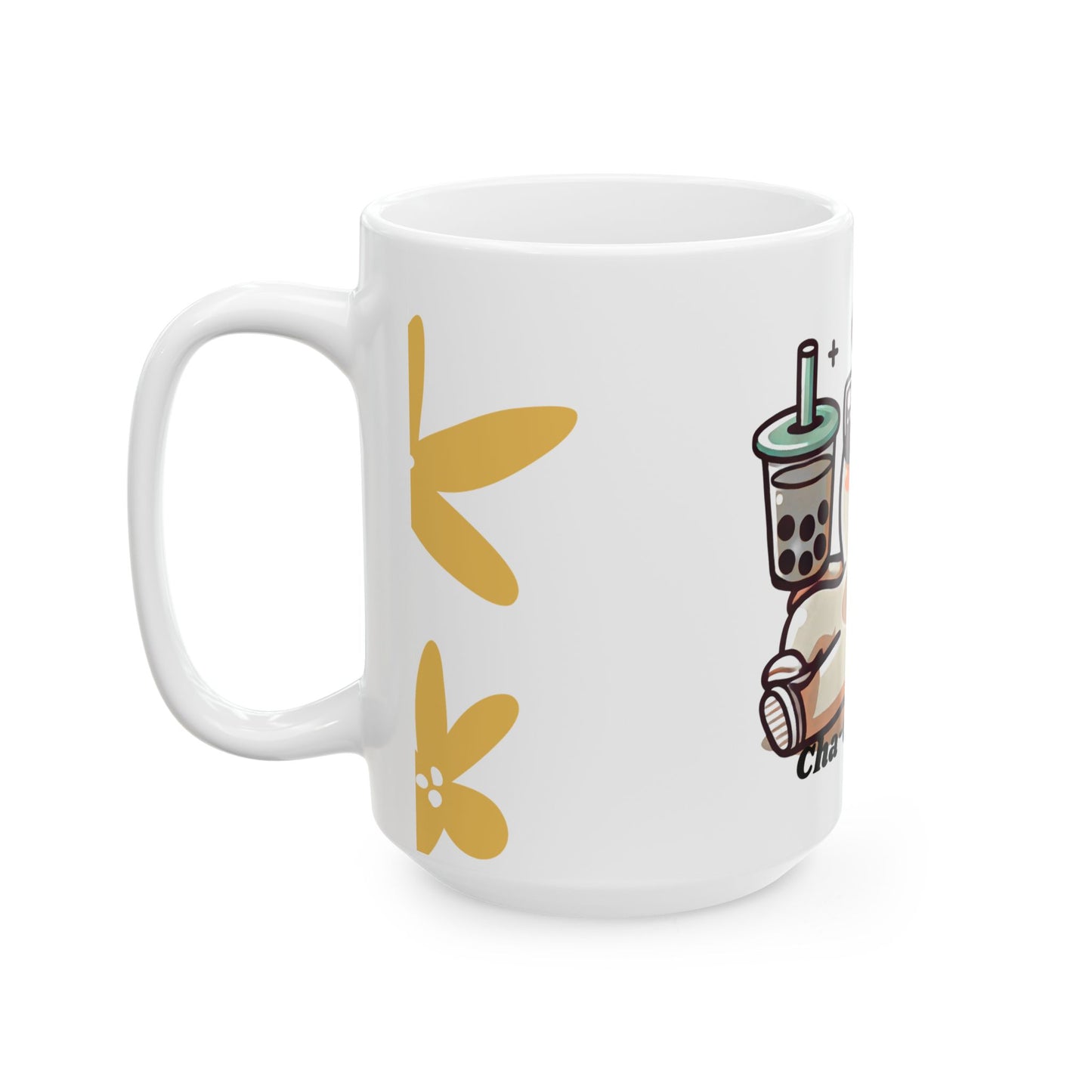 Cute Cha-Cha-Chillin Ceramic Mug, Funny Coffee Cup, Bubble Tea Lover Gift, Kawaii Drinkware, Quirky Mug