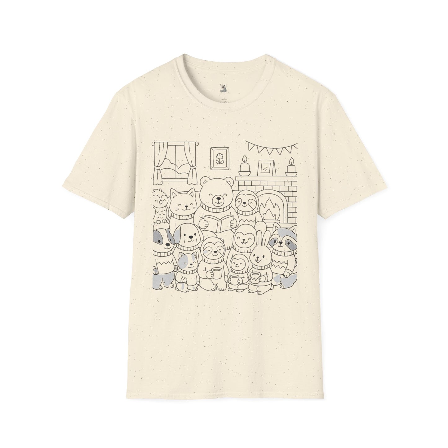 Cute Cartoon Animal T-Shirt, Perfect Gift for Kids, Unisex Softstyle Tee, Coloring Shirt, Fun Pajama Shirt, Casual Wear