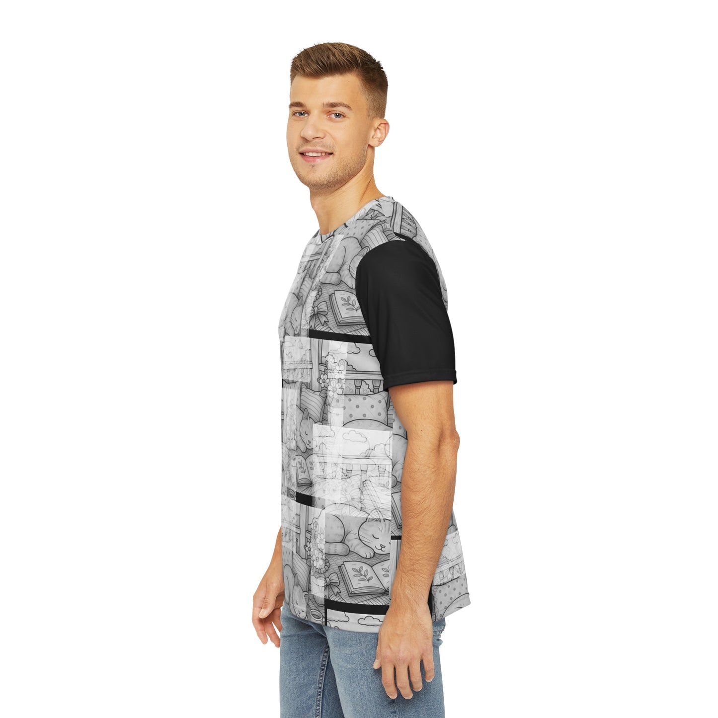 Men's Artistic Patterned Tee, Trendy Summer Shirt, Unique Graphic Tee, Casual Wear, Gift for Art Lovers, Vacation Outfit