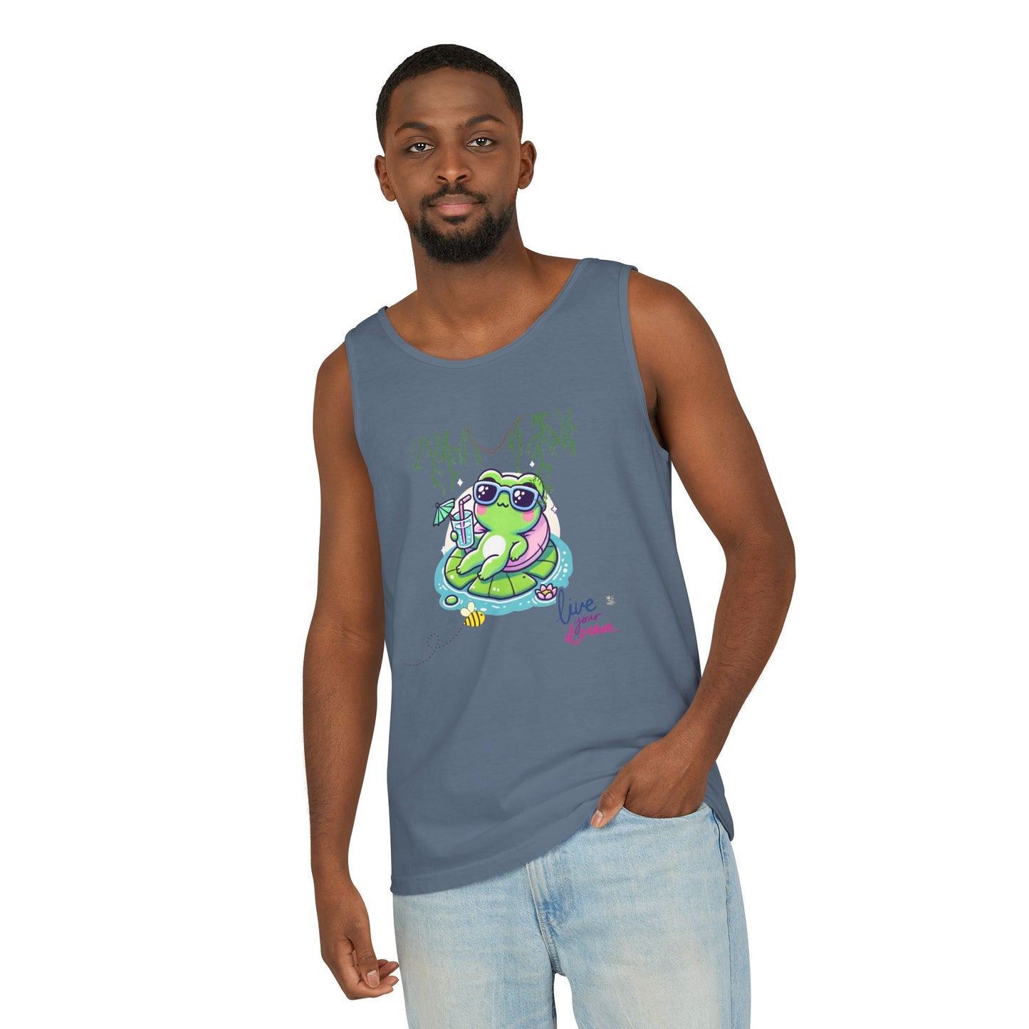 Chill Vibes Frog Tank Top - Summer, Beachwear, Gift for Frog Lovers, Cute Graphic Tee, Unisex Casual Wear
