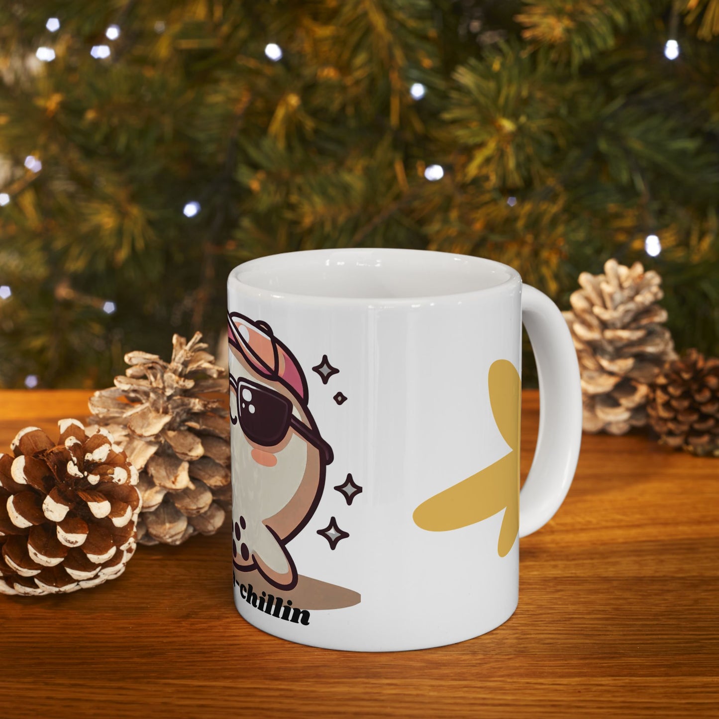 Cute Cha-Cha-Chillin Ceramic Mug, Funny Coffee Cup, Bubble Tea Lover Gift, Kawaii Drinkware, Quirky Mug