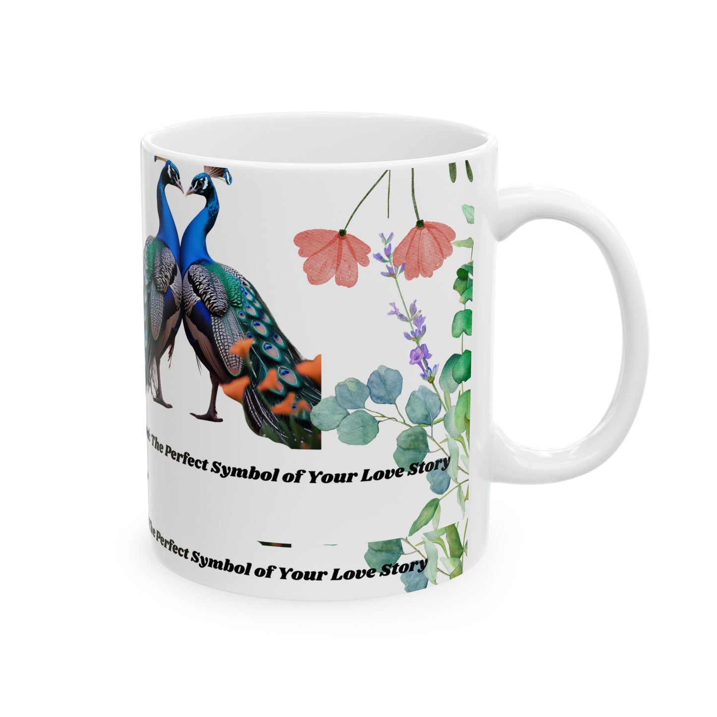 Ceramic Mug with Elegant Peacock Design - Perfect Gift for Nature Lovers, Coffee Lovers, Home Decor, Wedding Gifts, Birthday Gifts