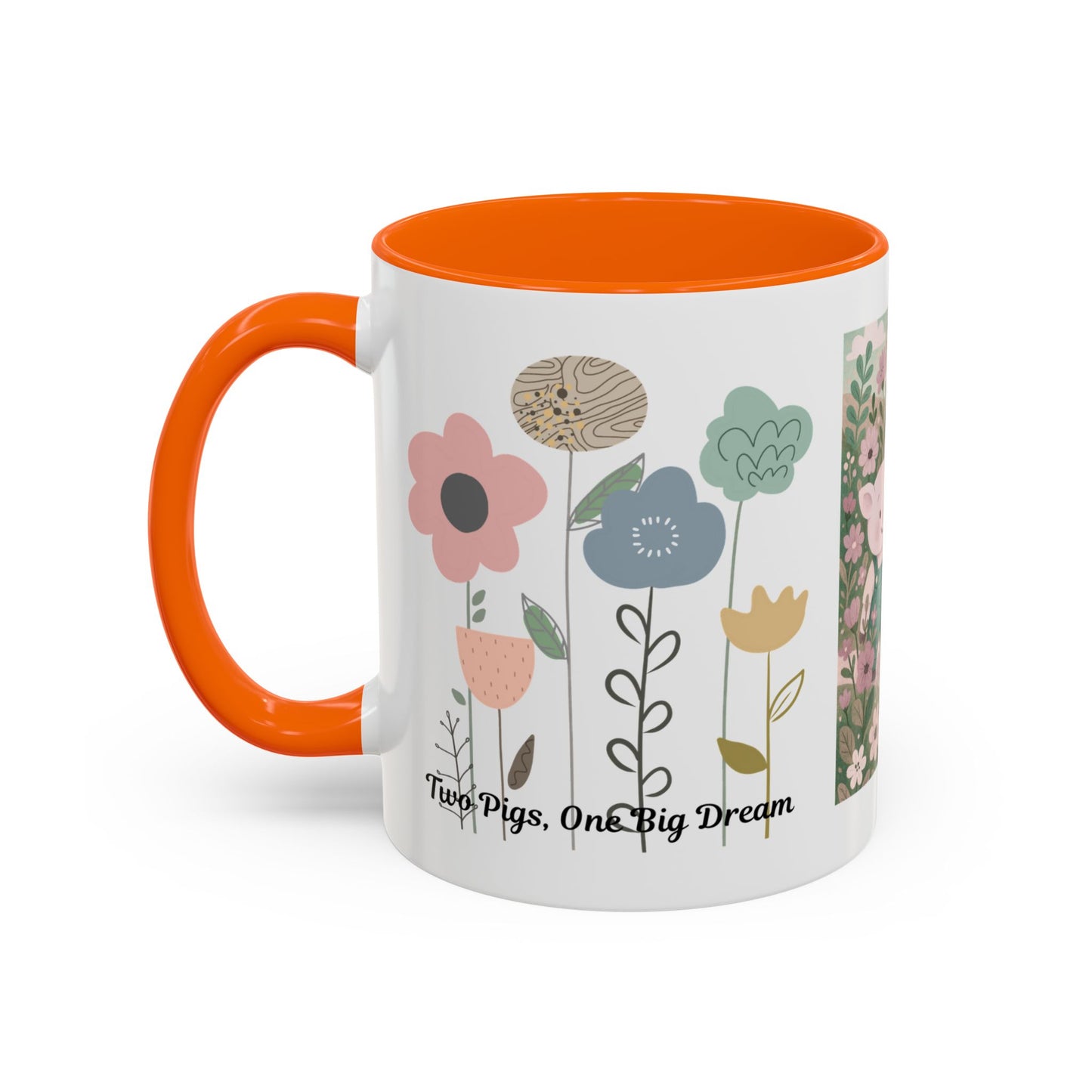 Charming Piggy Coffee Mug, Cute Animal Tea Cup, Floral Design Drinkware, Gift for Animal Lovers, Kitchen Decor, Unique Birthday Gift