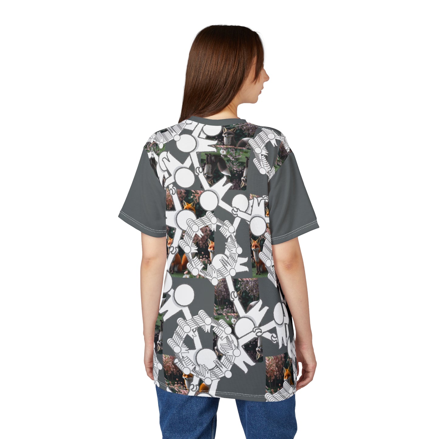 Whimsical Fox Pattern Tee, Unisex Graphic Shirt for Nature Lovers, Fun Gift for Birthdays, Casual Summer Wear, Eco-Friendly Style