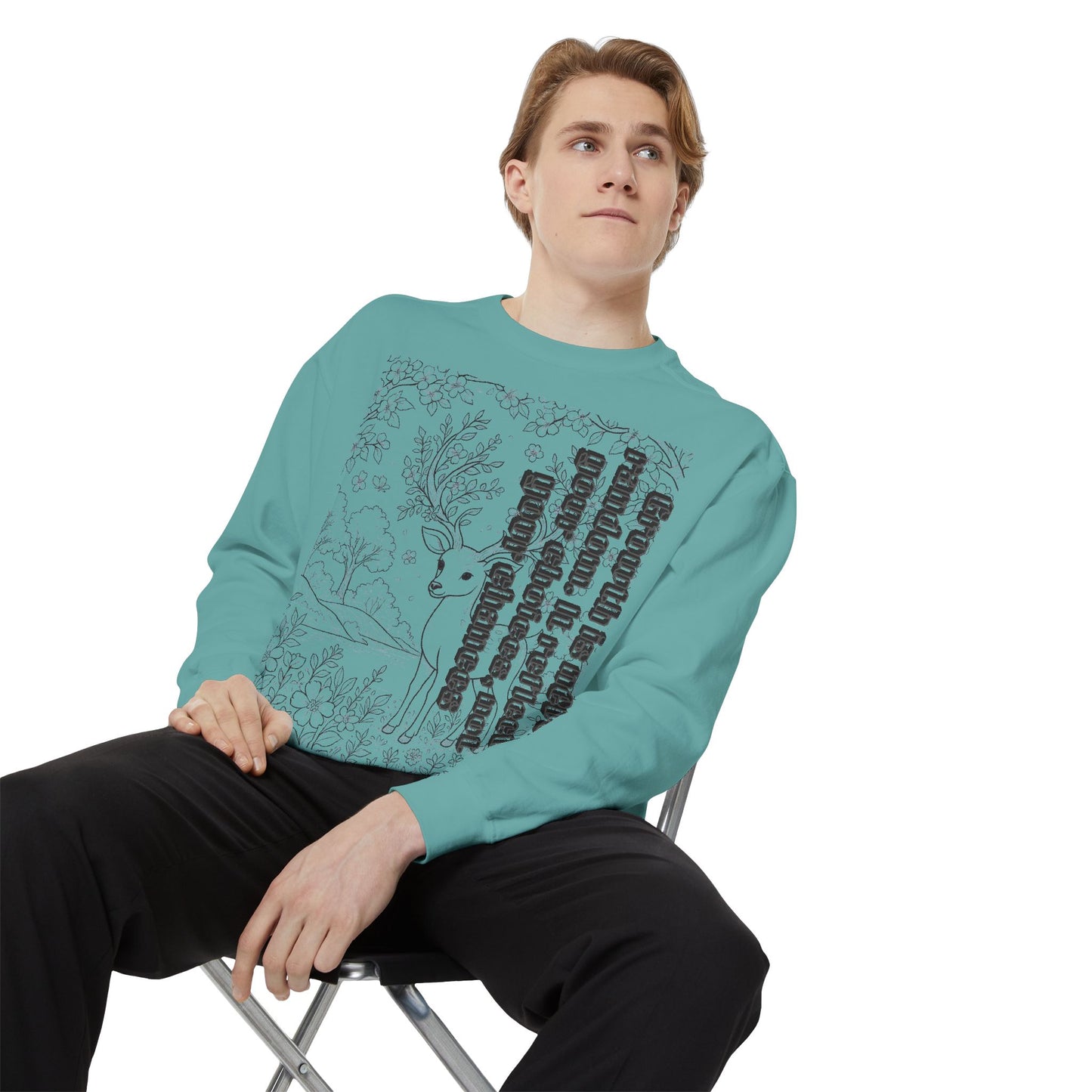 Whimsical Deer Sweatshirt | Cozy Casual Wear, Gift for Nature Lovers, Fall Fashion, Unique Artwork, Unisex Style