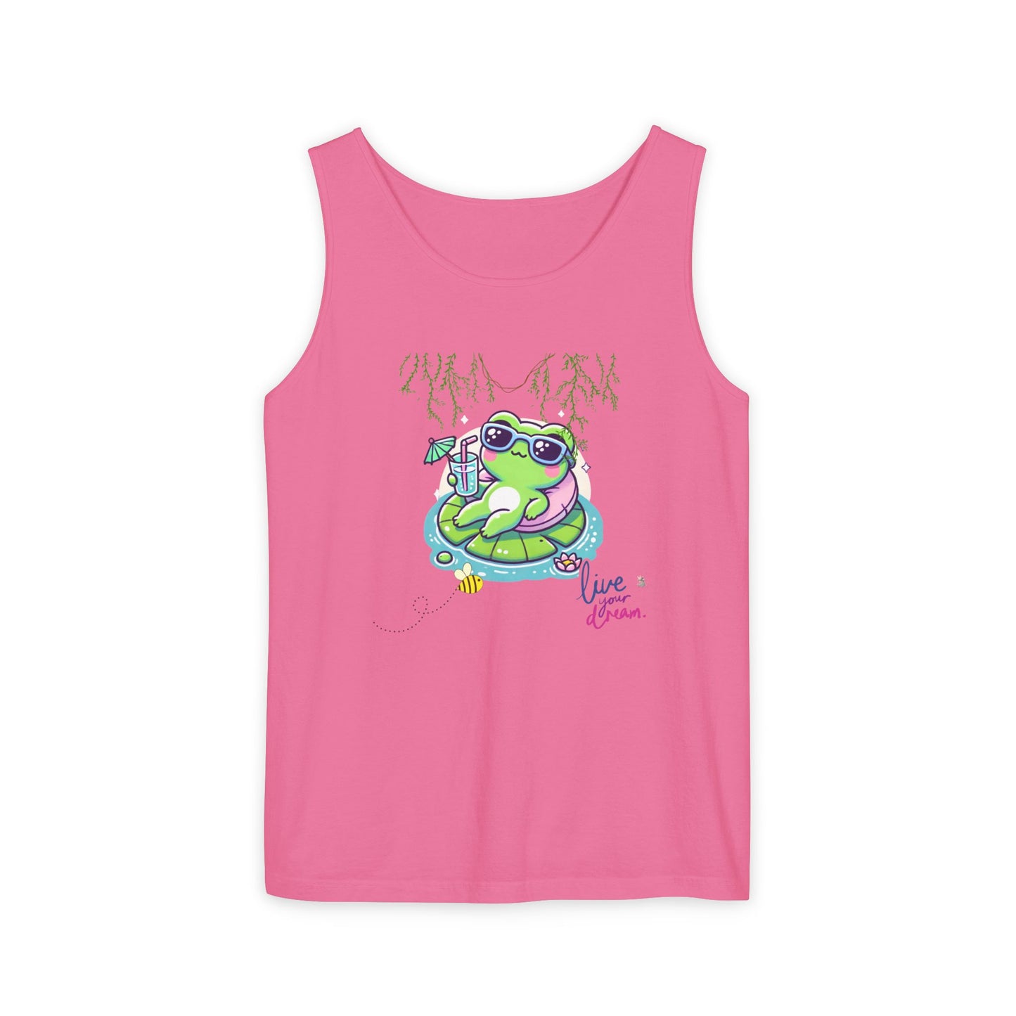 Chill Vibes Frog Tank Top - Summer, Beachwear, Gift for Frog Lovers, Cute Graphic Tee, Unisex Casual Wear