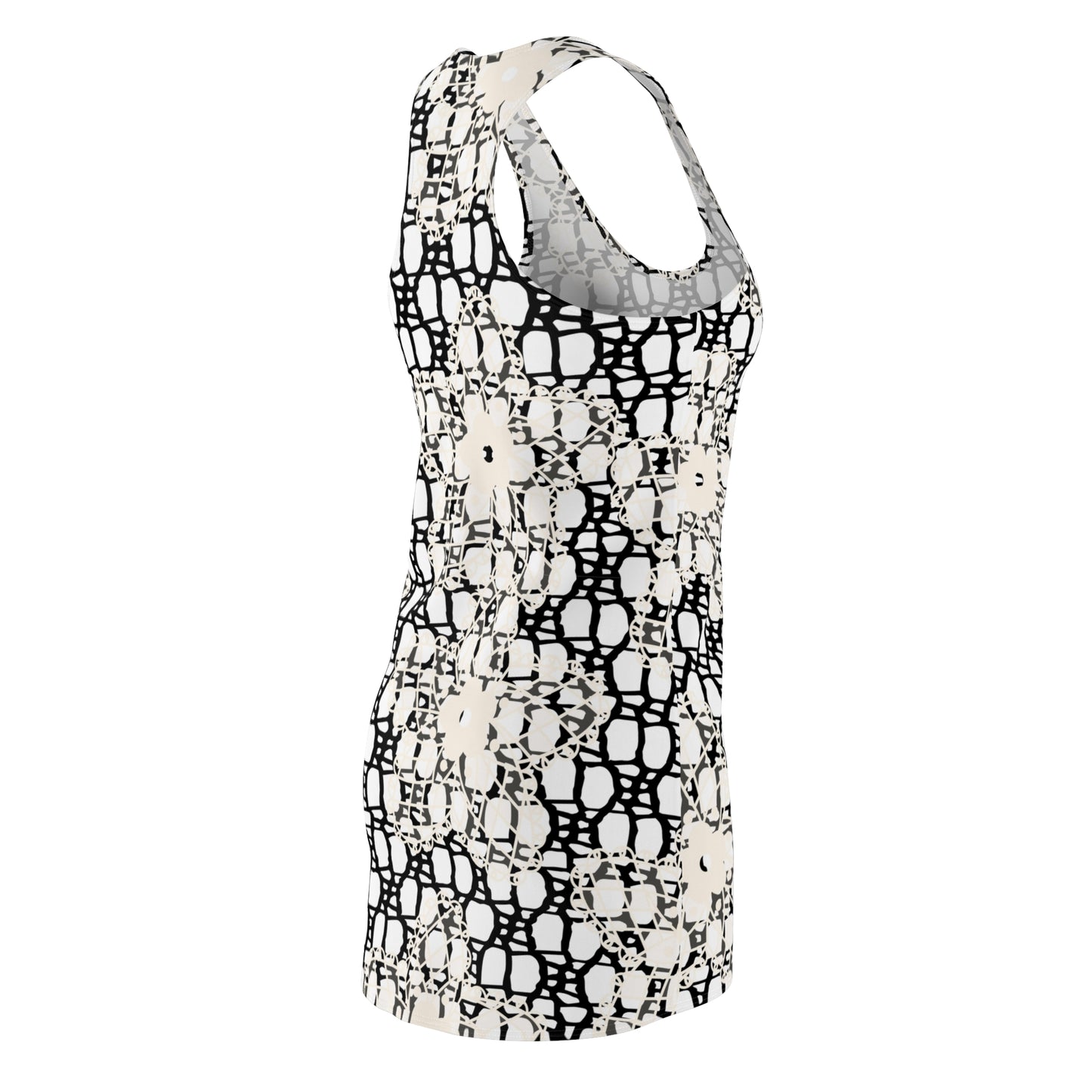 Chic Abstract Dress, Women's Racerback Dress, Stylish Sleeveless Dress, Modern Trendy Dress, Fashionable Cocktail Dress, Elegant Summer