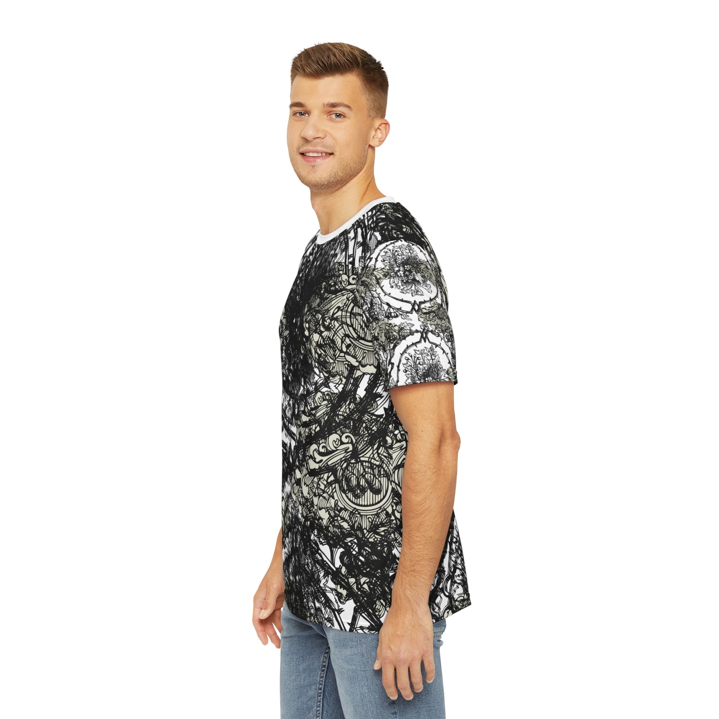 Men's Abstract Landscape Tee, Unisex Graphic Shirt, Casual Wear, Street Style, Nature Lover Gift, Festival Outfit