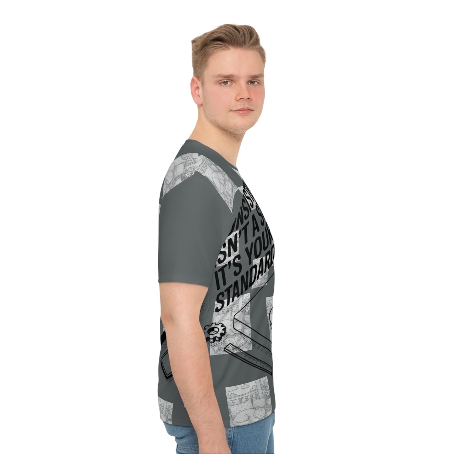 Men's T-Shirt, Black & White Pattern, Stylish Tee, Loose Fit Shirt, Casual Top, Graphic Design Shirt