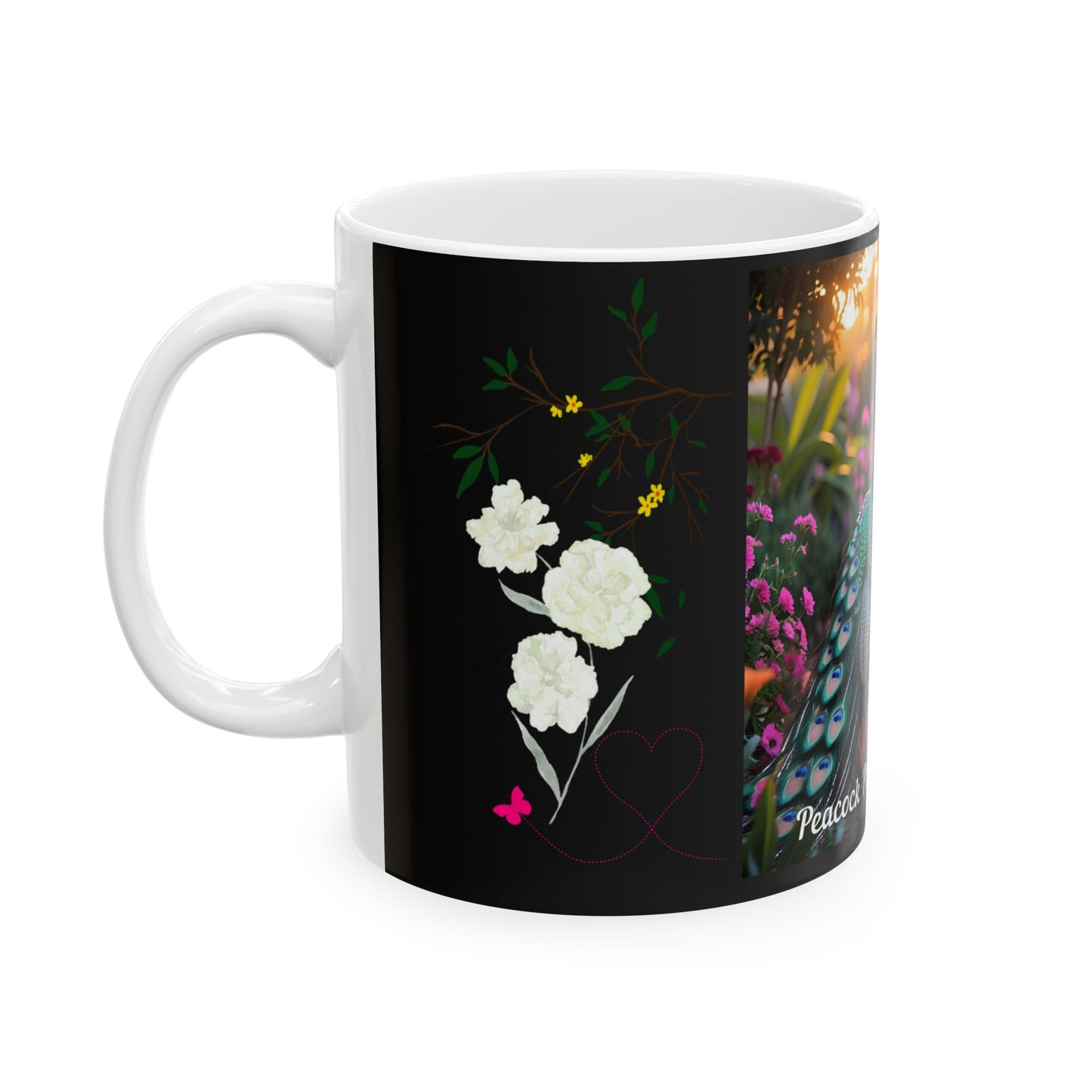 Peacock Pair Love Ceramic Mug - Dance of Love, Gift for Nature Lovers, Cute Couples Mug, Unique Home Decor, Animal Lover Gift
