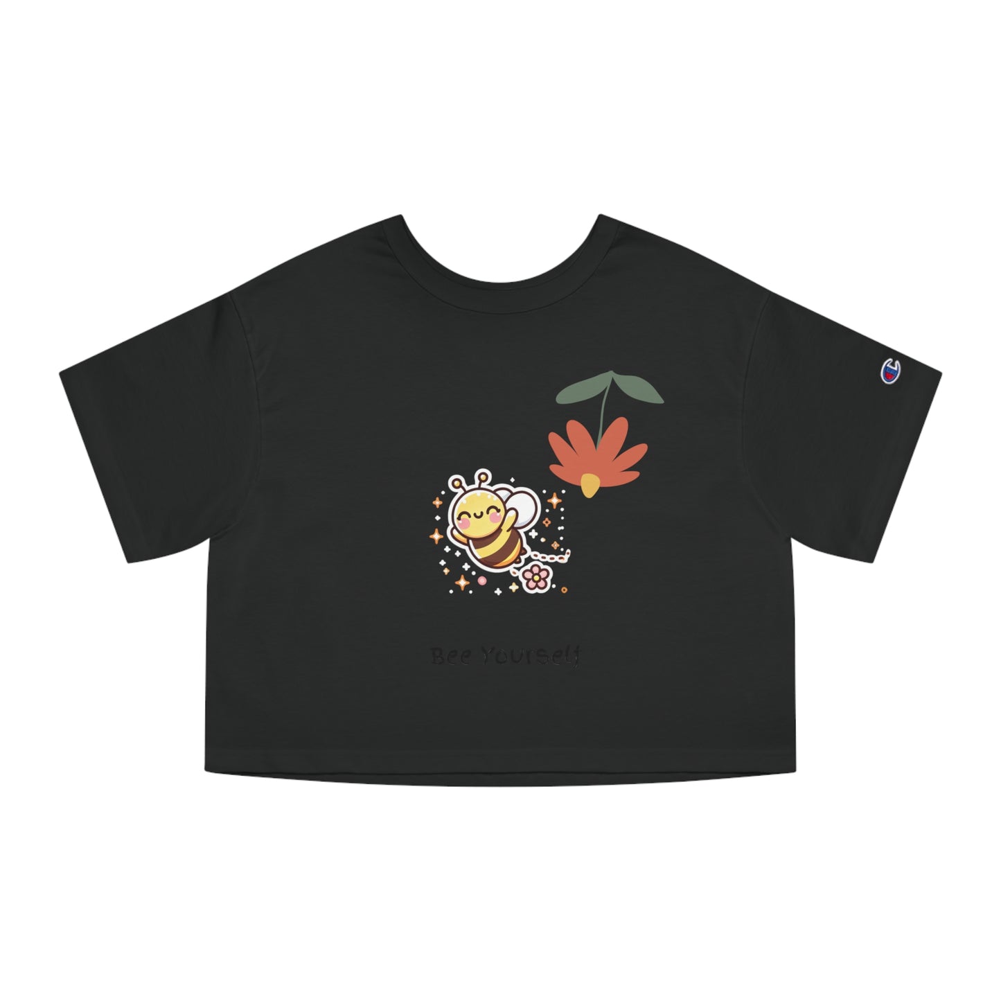 Cropped T-Shirt, Bee Yourself Inspiring Tee, Floral Graphic Top, Gift for Nature Lovers, Cute Summer Wear, Eco-Friendly Fashion