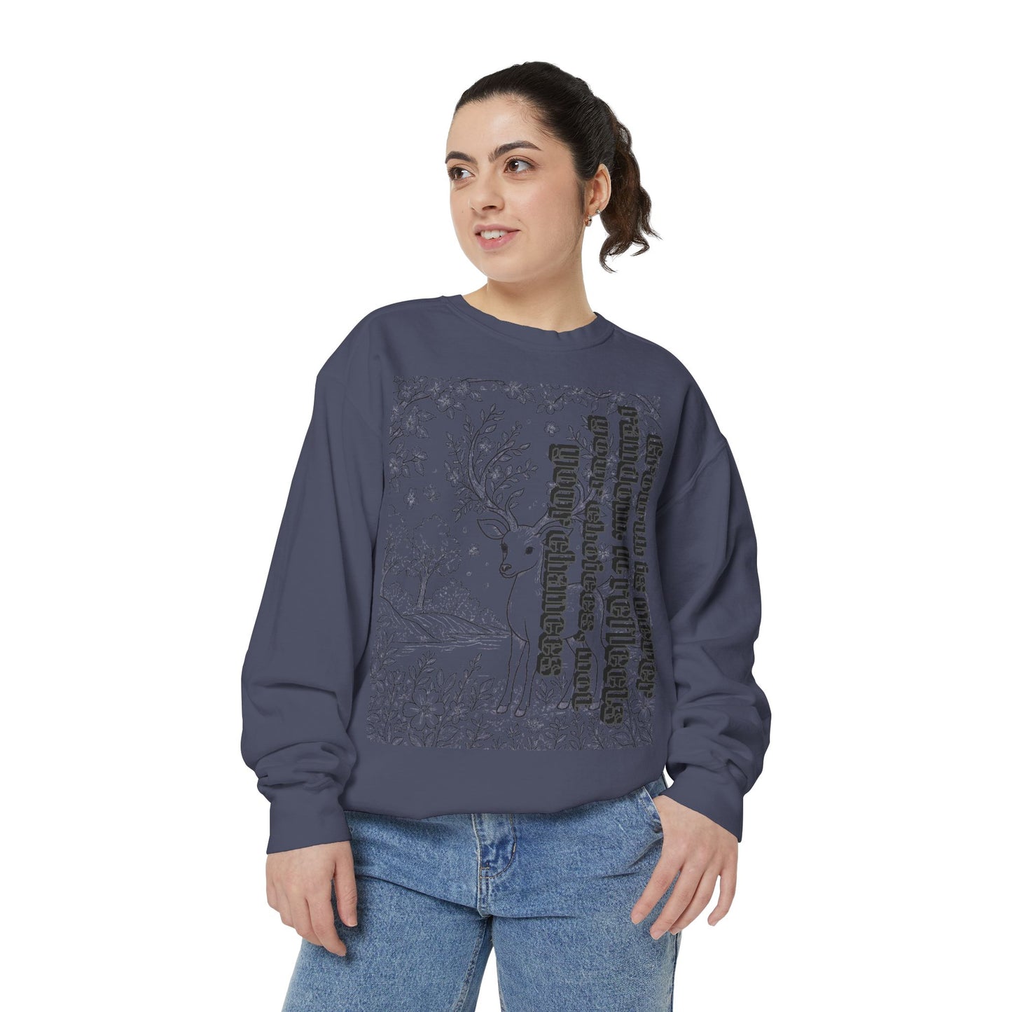 Whimsical Deer Sweatshirt | Cozy Casual Wear, Gift for Nature Lovers, Fall Fashion, Unique Artwork, Unisex Style