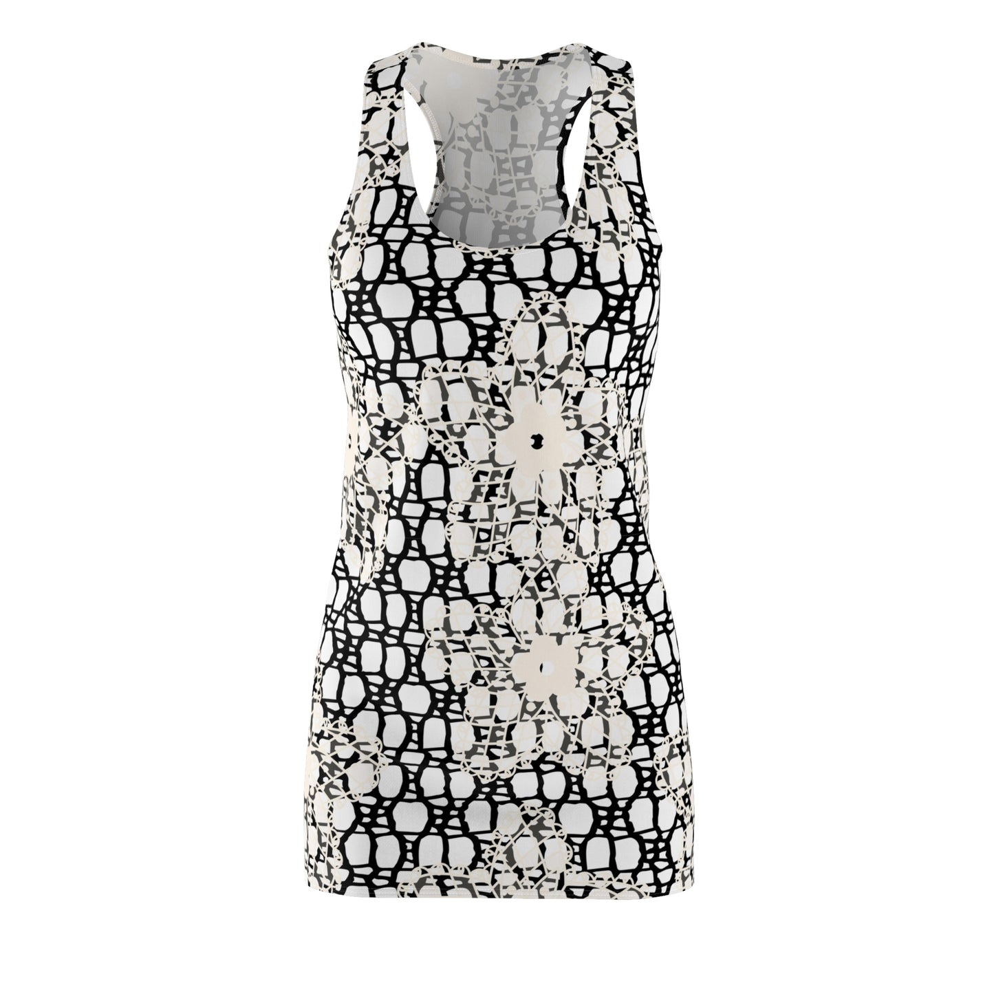Chic Abstract Dress, Women's Racerback Dress, Stylish Sleeveless Dress, Modern Trendy Dress, Fashionable Cocktail Dress, Elegant Summer