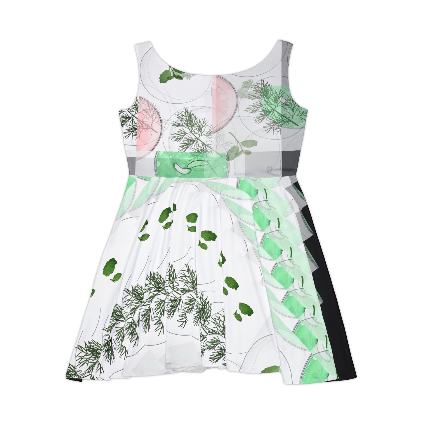 Botanical Print Skater Dress, Summer Dress, Vacation Outfit, Casual Dress, Gift for Her, Floral Dress, Eco-Friendly Clothing