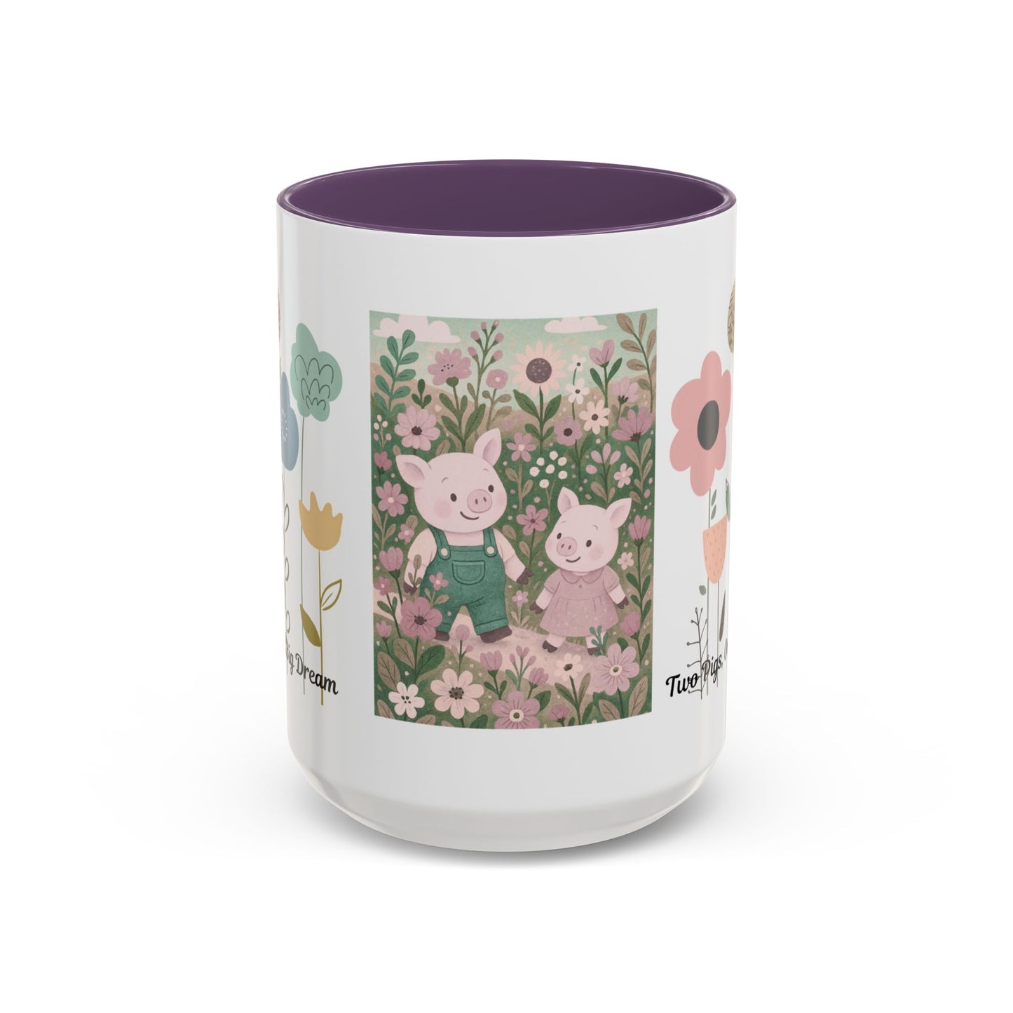 Charming Piggy Coffee Mug, Cute Animal Tea Cup, Floral Design Drinkware, Gift for Animal Lovers, Kitchen Decor, Unique Birthday Gift