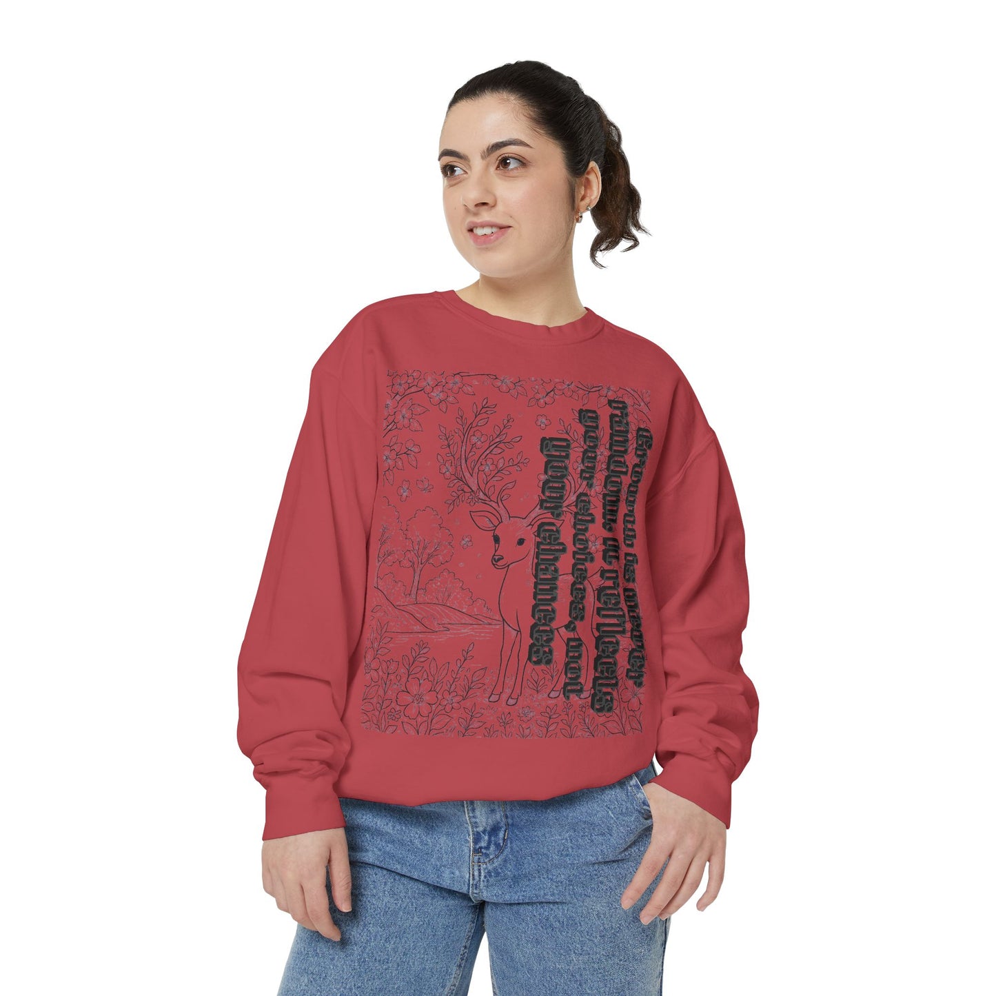 Whimsical Deer Sweatshirt | Cozy Casual Wear, Gift for Nature Lovers, Fall Fashion, Unique Artwork, Unisex Style