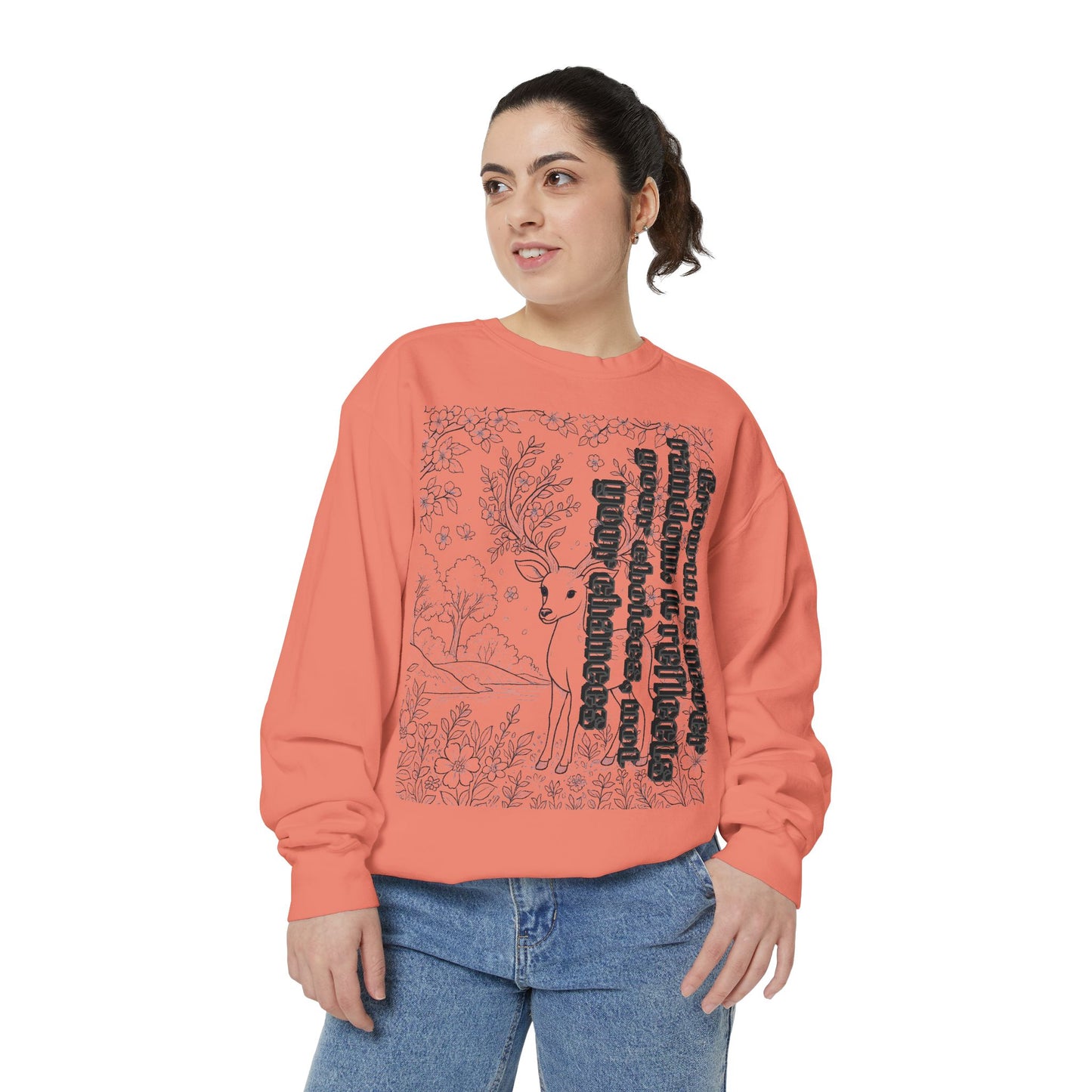 Whimsical Deer Sweatshirt | Cozy Casual Wear, Gift for Nature Lovers, Fall Fashion, Unique Artwork, Unisex Style