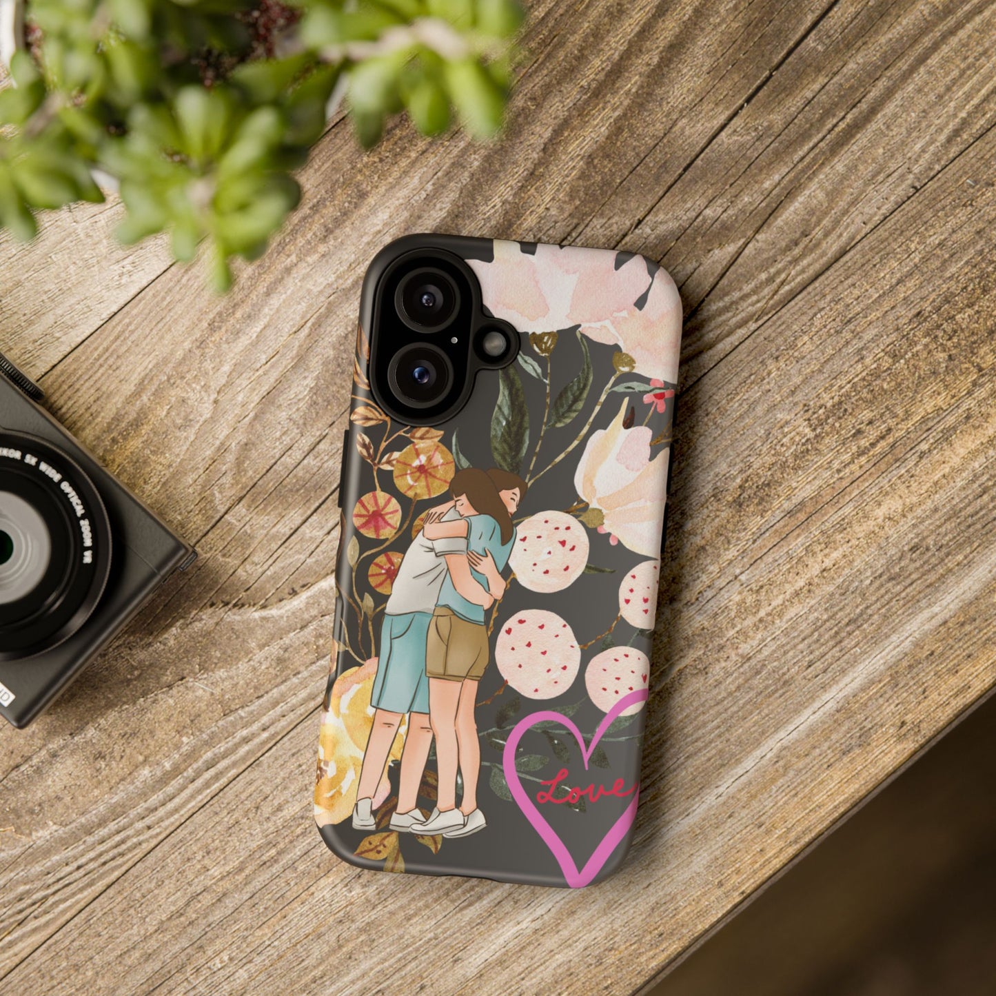 Cute Phone Case for Couples, Floral Design, Love Theme, Gift for Her, Trendy Smartphone Accessory