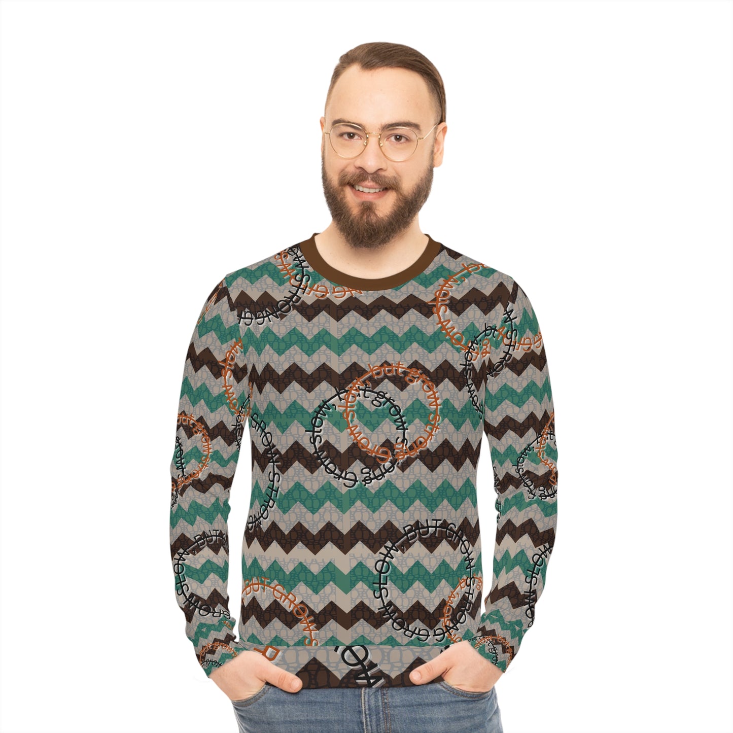 Cozy Patterned Lightweight Sweatshirt, Casual Layering Top, Unique Gift for Her, Fall Fashion, Bohemian Vibe