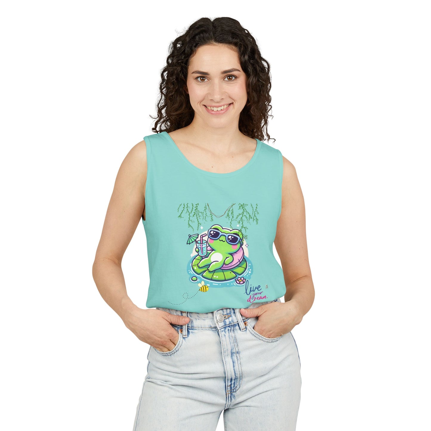 Chill Vibes Frog Tank Top - Summer, Beachwear, Gift for Frog Lovers, Cute Graphic Tee, Unisex Casual Wear