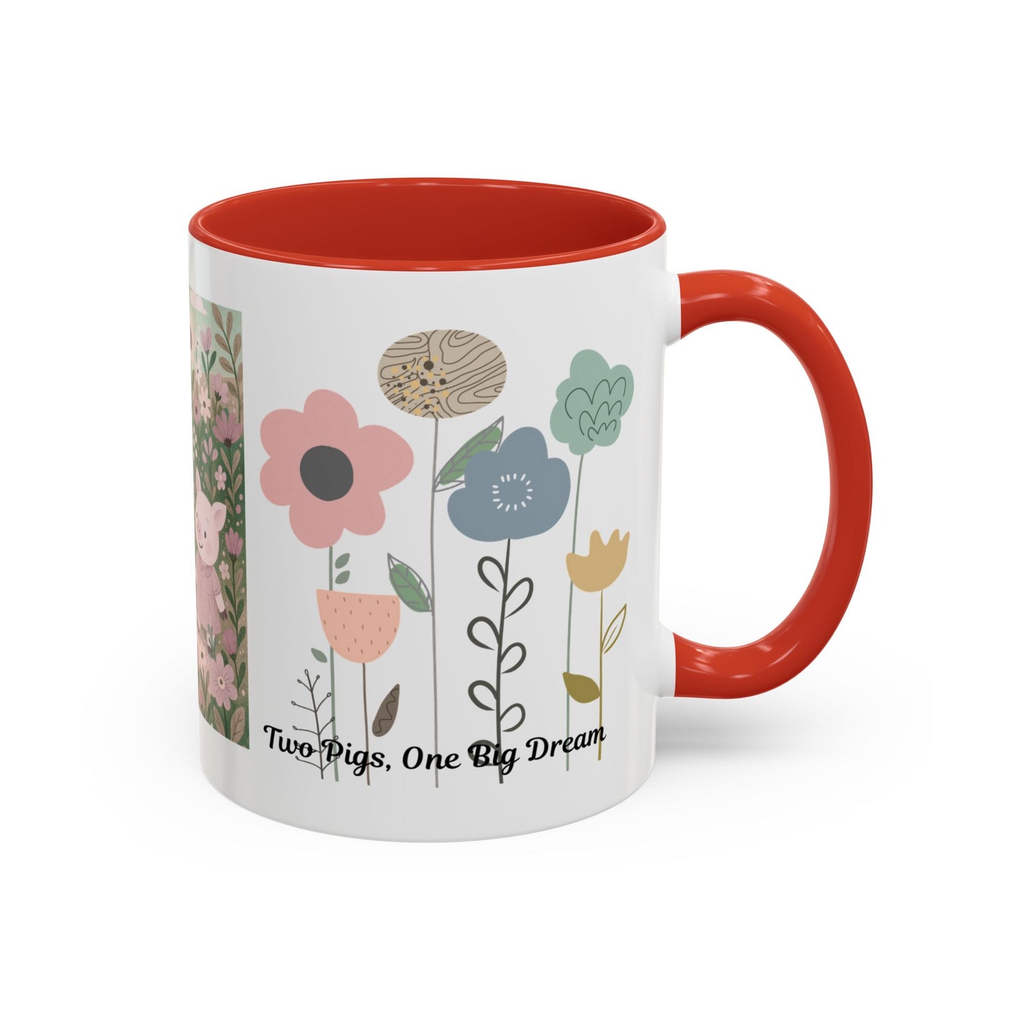 Charming Piggy Coffee Mug, Cute Animal Tea Cup, Floral Design Drinkware, Gift for Animal Lovers, Kitchen Decor, Unique Birthday Gift