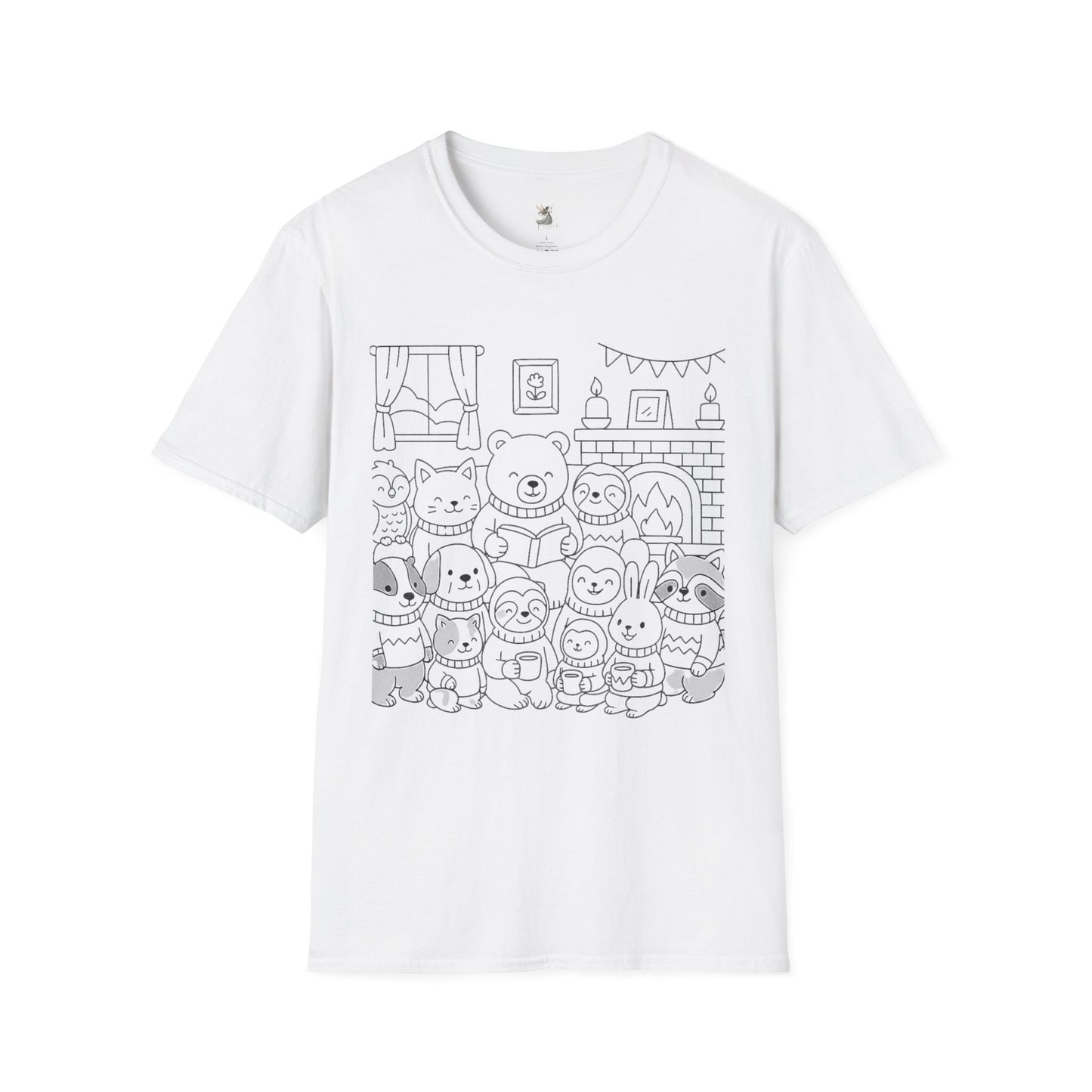 Cute Cartoon Animal T-Shirt, Perfect Gift for Kids, Unisex Softstyle Tee, Coloring Shirt, Fun Pajama Shirt, Casual Wear